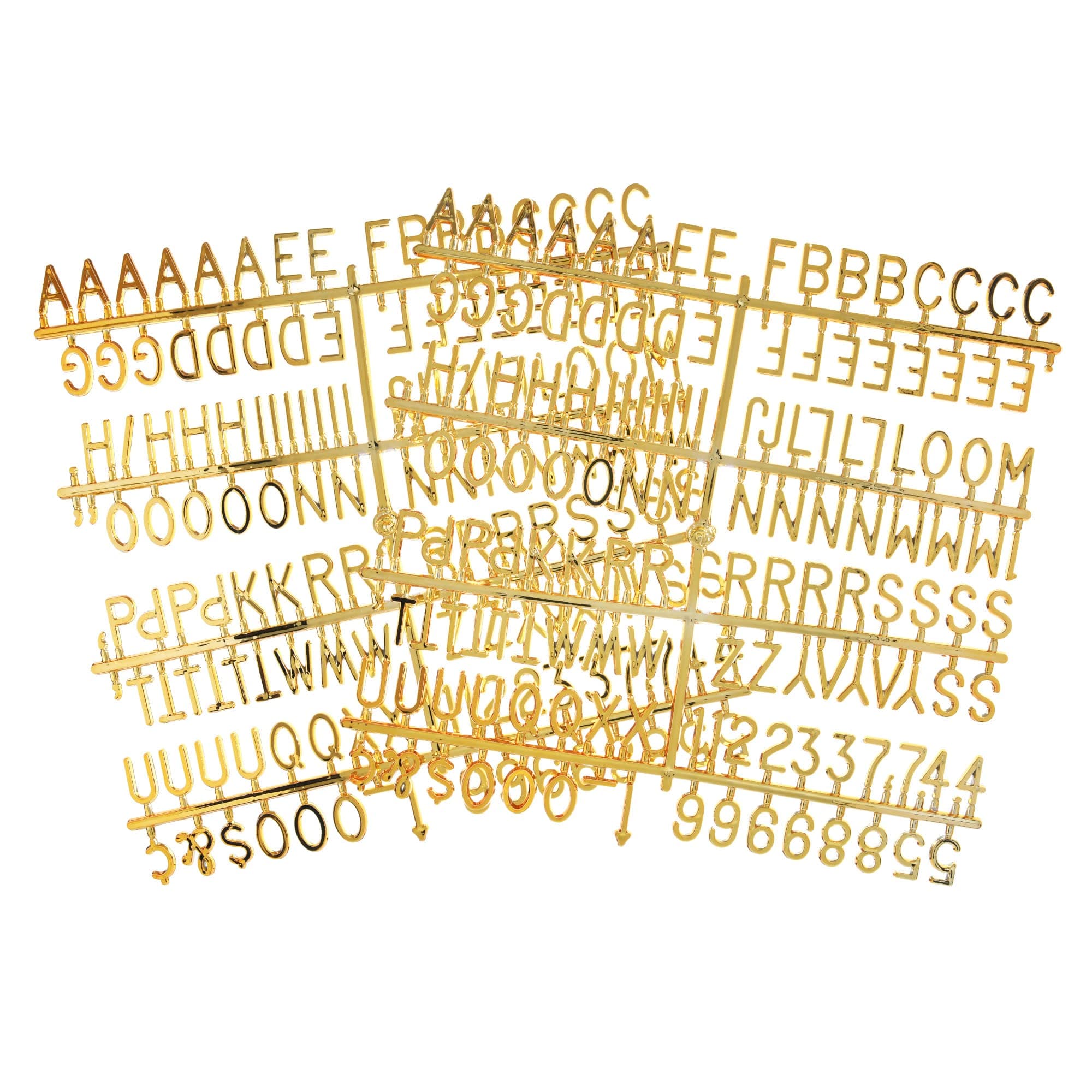 3/4 Inch Letters for Felt Letter Boards, 294 Pieces Including Characters, Numbers & Symbols for Changeable Plastic Message Boards (Gold)