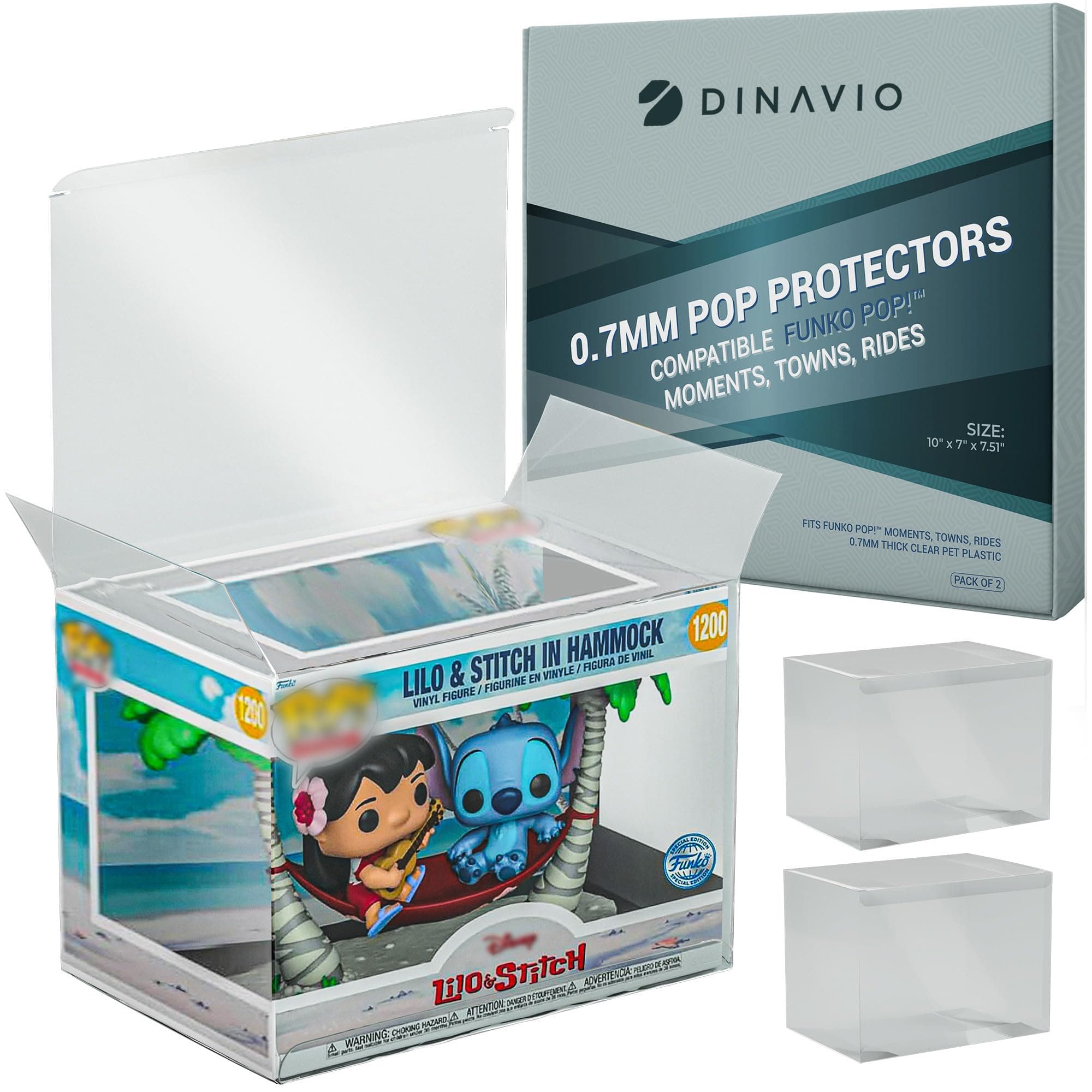 Dinavio Crafthouse Premium 0.7mm Heavy Duty Pop Protectors Compatible with Towns/Moments/Rides - Ultra Thick 0.7mm FNKO Pop Protector, Crystal Clear, UV Protection, Scratch Resistant (2 Pack)