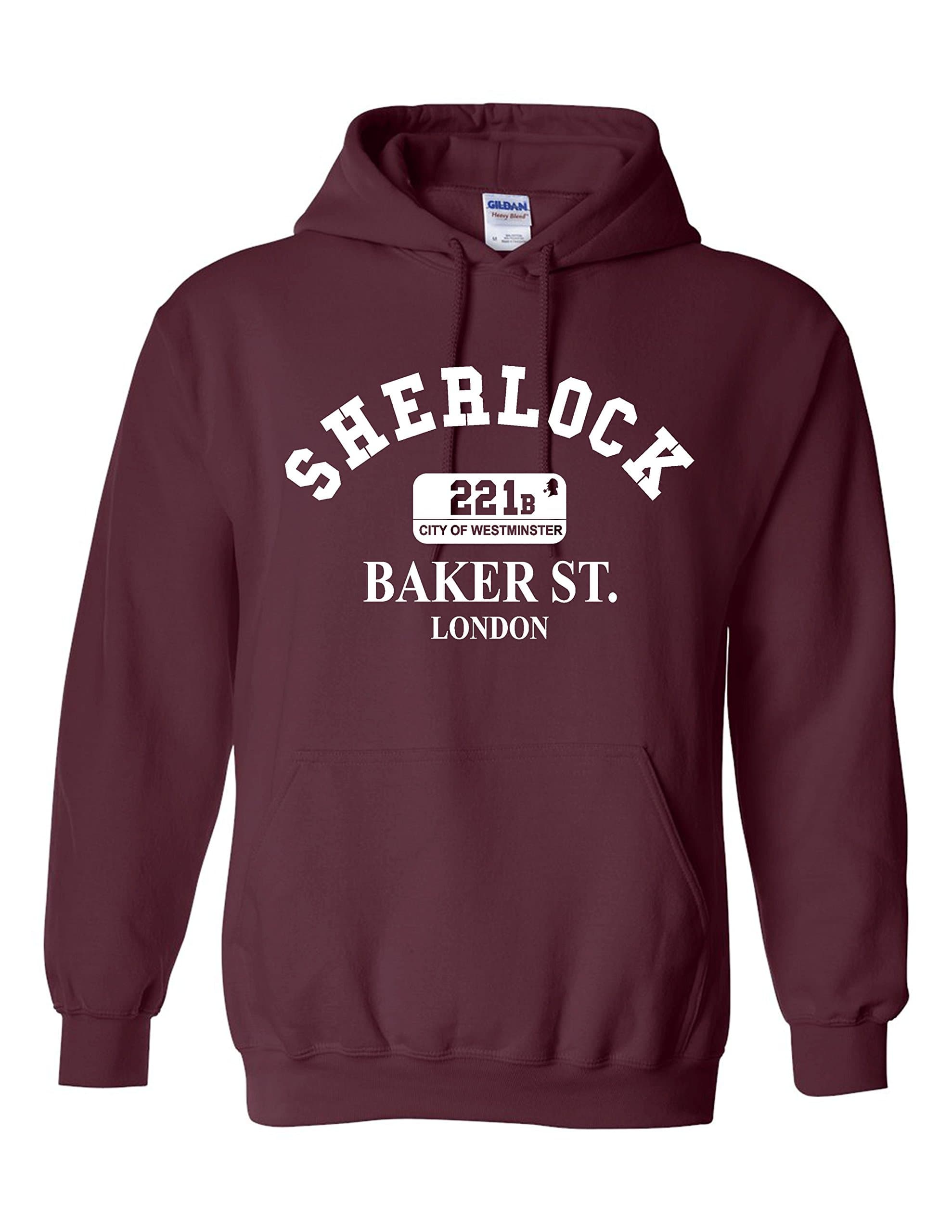 Gildan Funny Inspired SHERLOCK HOLMES 221b BAKER ST. LONDON Unisex Hooded Sweatshirt