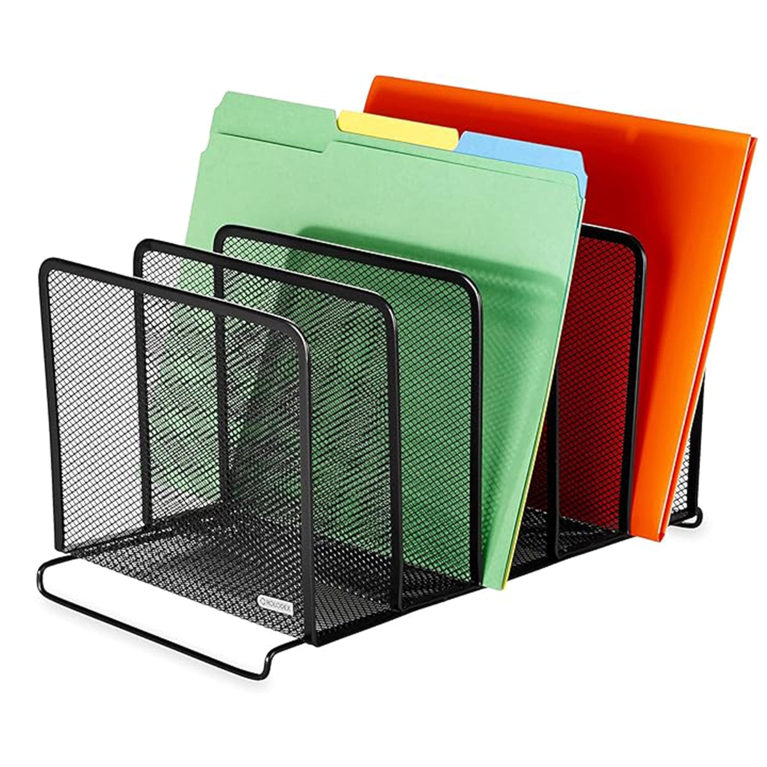 File Sorter, Mesh, Stackable, Five Sorters, Black (8.25" x 14.375" x 7.75")