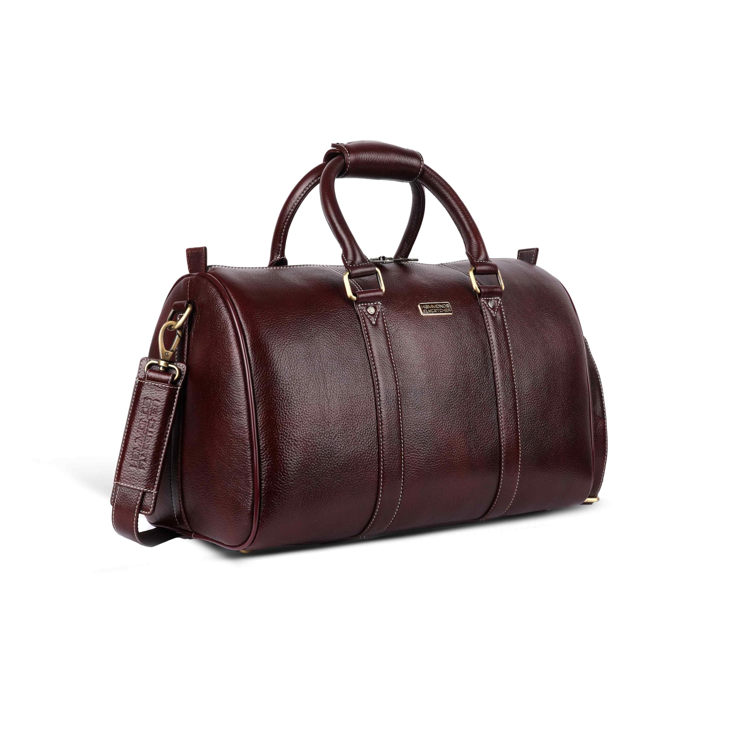 Duffle Bag for Travel (18") - Genuine Leather, Water-Resistant -Ideal Cabin Bag for Flight -Men and Women's Weekender Travel Bag for Luggage (18 Inch, Brown)