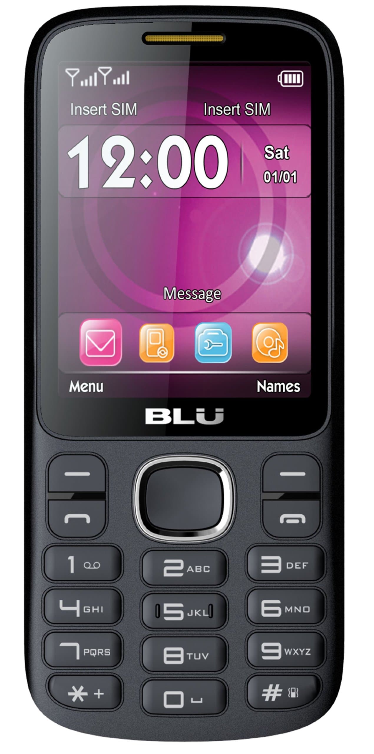 BLU T176T Jenny TV 2.8 Unlocked Quad-Band Dual SIM Phone (Black/Yellow)