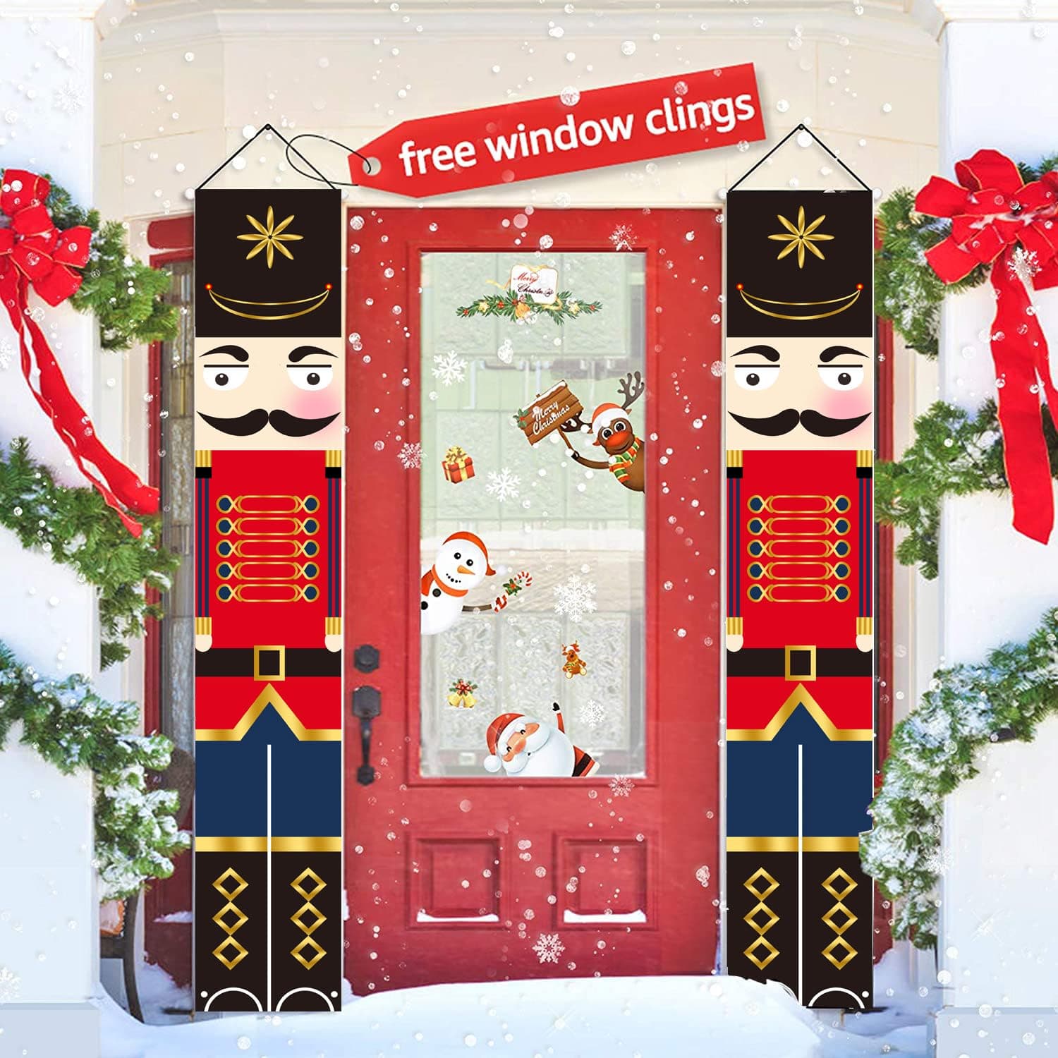 Christmas Banners Outdoor, Christmas Porch Decorations,Christmas Hanging Banner Porch Sign of Merry Christmas, Happy New Year,for Indoor, Outside, Front Door, Living Room,Christmas Party…