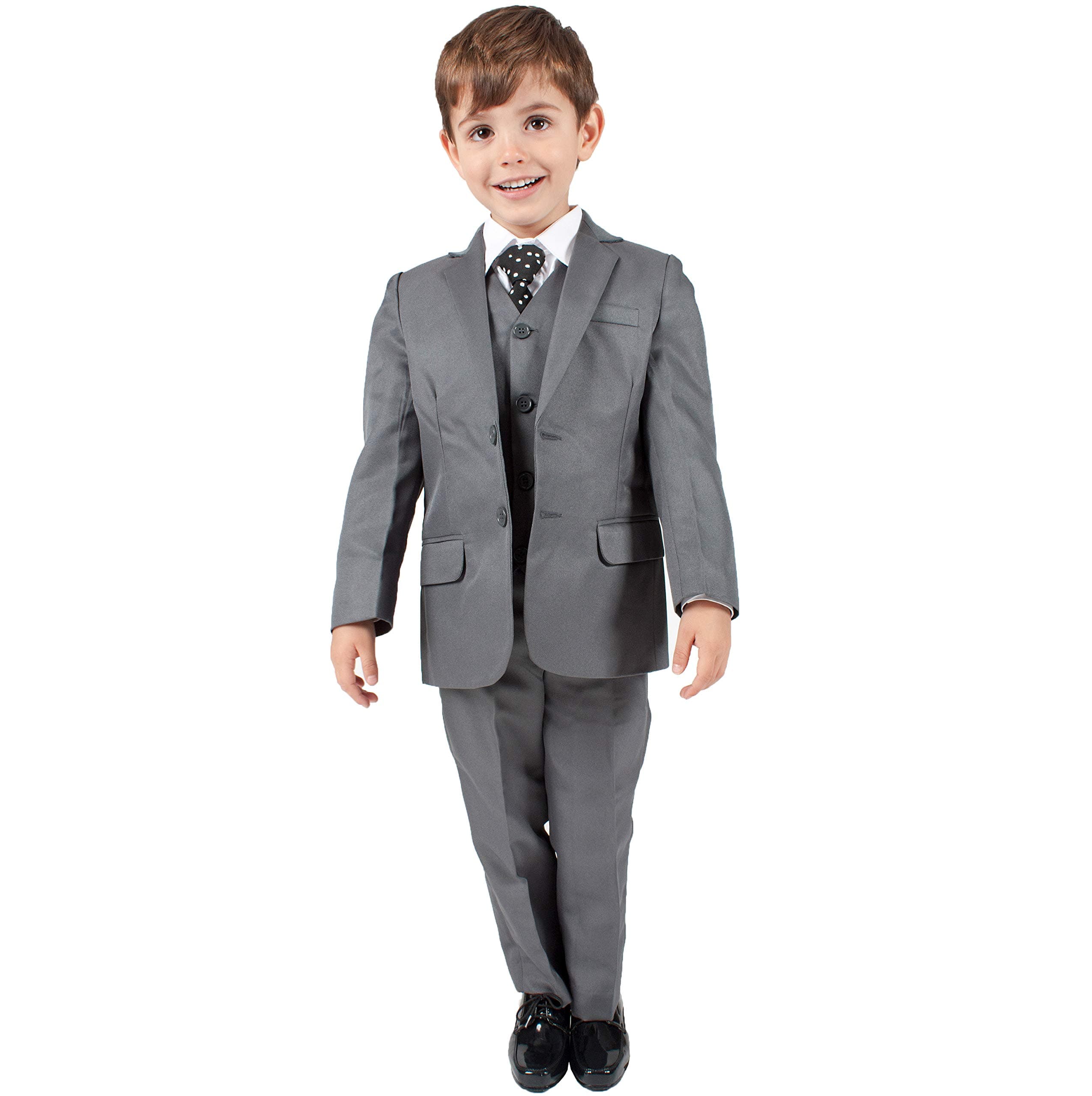 RomarioBoys Suits Boys Grey Suit 5 Piece Wedding Party Formal Outfit Pageboy (0-3M - 14Yrs)