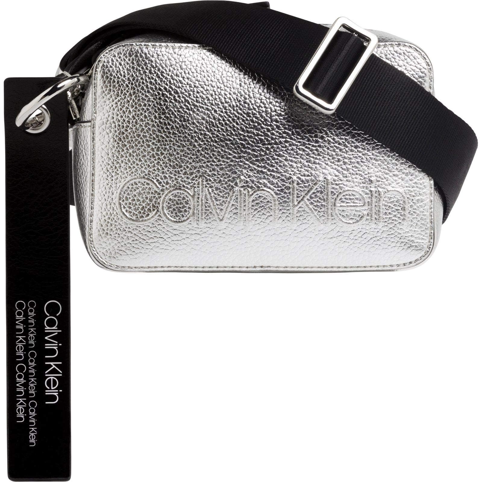 Calvin Klein Edged Camera Bag Met, Women’s Cross-Body Bag, Grey (Silver), 7x12x18 cm (B x H T)