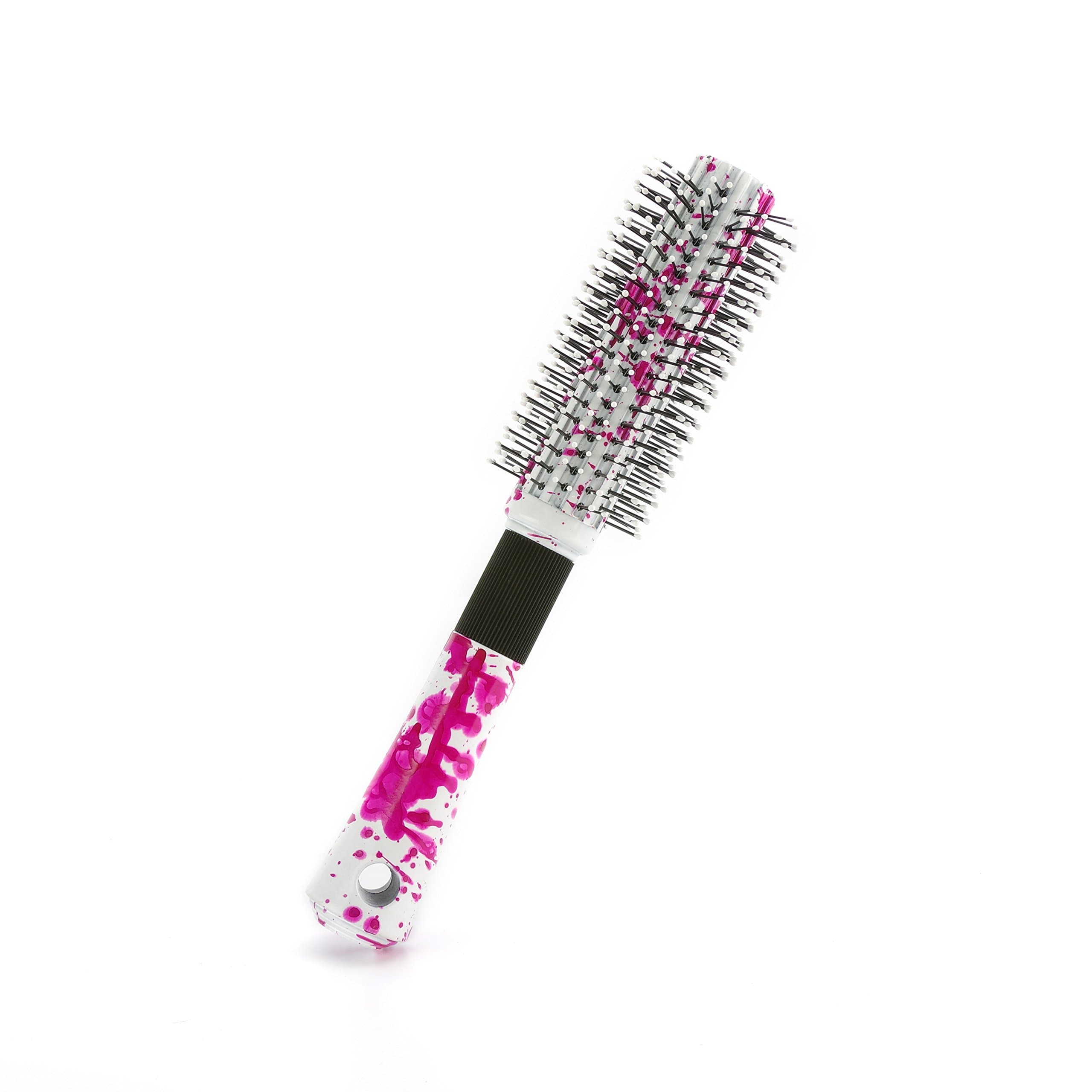 NuAngela Pink Splatter Round Ion Hair Brush (2”)