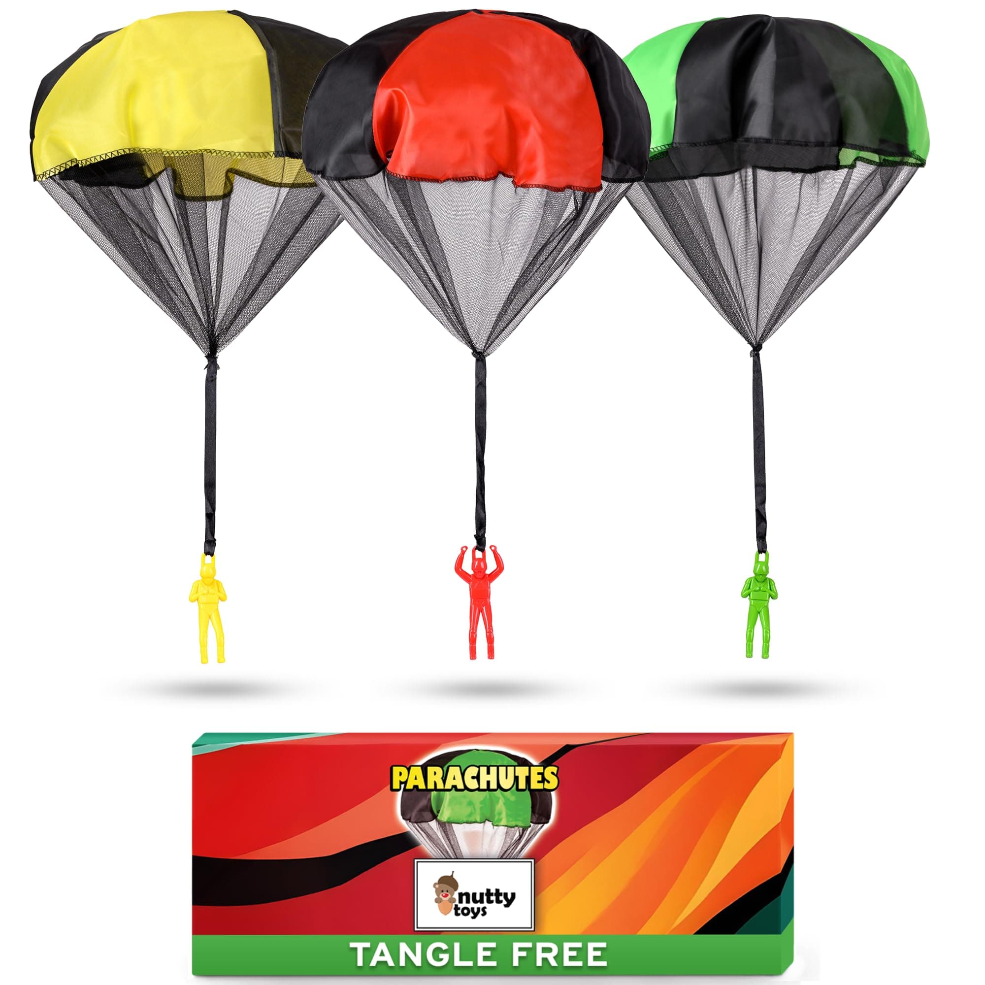 nutty toys Parachute Toys for Kids - Tangle Free Outdoor Flying Parachute Men, Top Indoor & Outside for 3 4 5 6 7 8 9 10 11 12 Year Old, Best Easter Basket Stuffers Idea 2026, Unique Boy & Girl Gifts