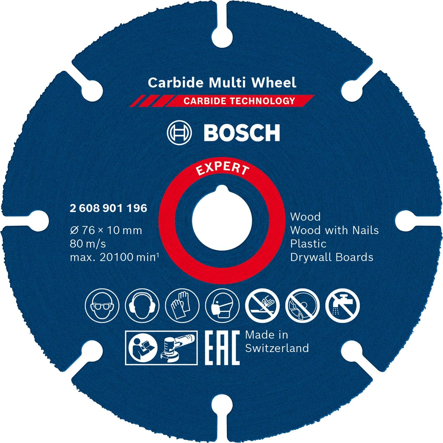 Bosch Professional 1x Expert Carbide Multi Wheel Cutting Disc (for Hardwood, Ø 76 mm, Accessories Mini Angle Grinder)