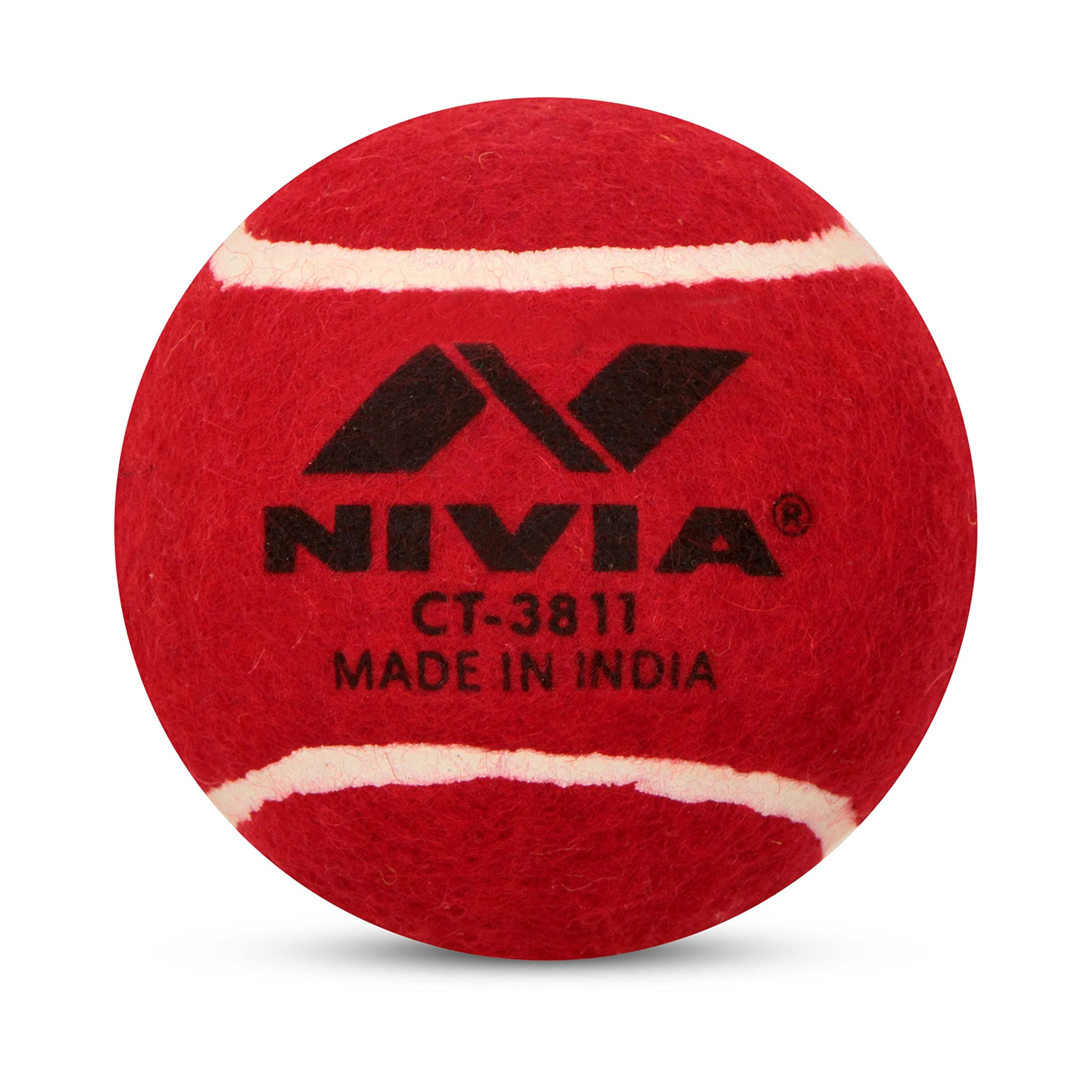 Nivia Heavy Tennis Ball Hard Cricket Ball, Red, (Pack of 6)