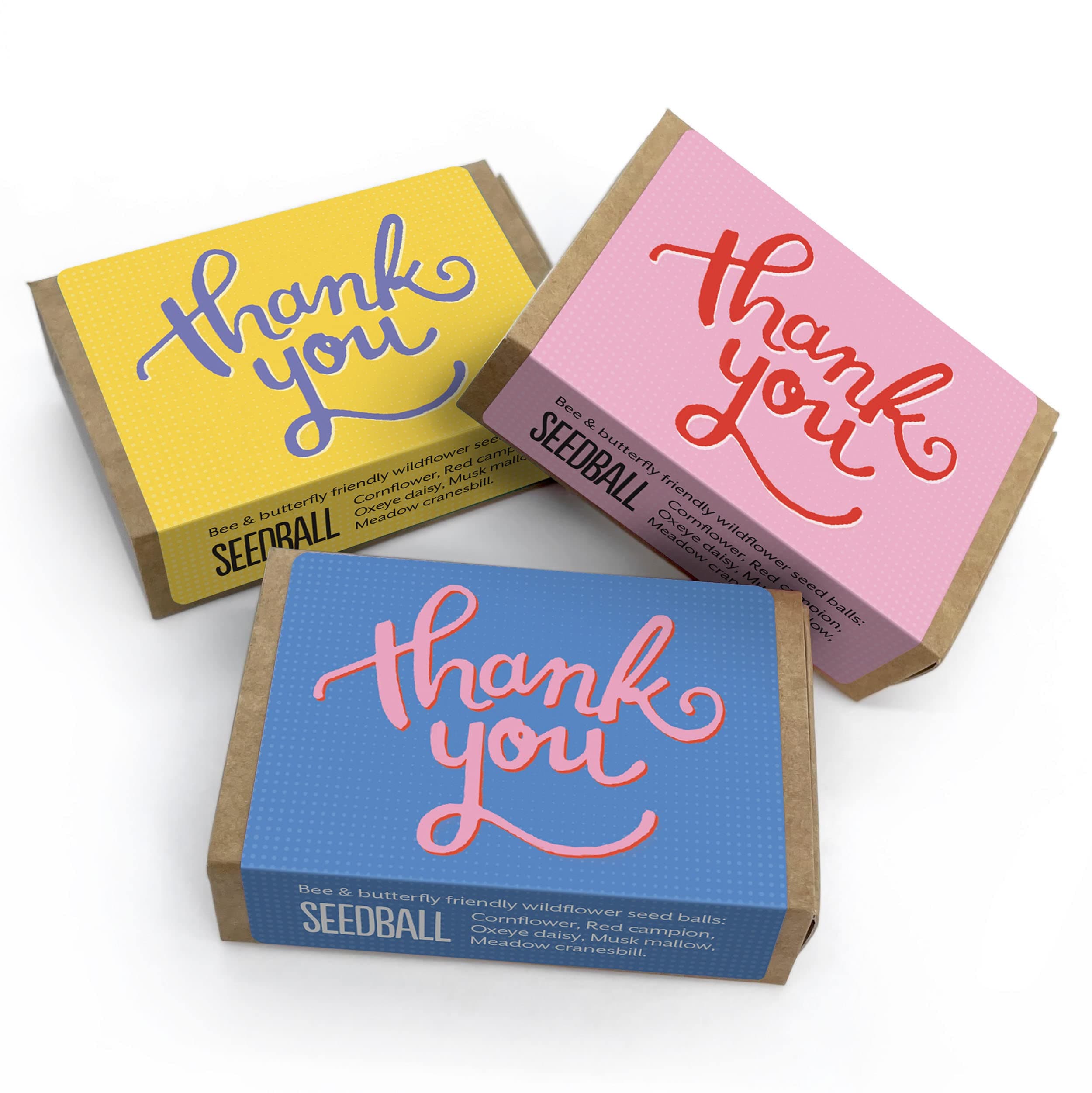 SEEDBALL Thank You Gift Wildflower Seed Bombs (Pack of 3), Eco Friendly British Wild Flower Seed Mix for Bees, Birds & Garden Wildlife, Gardening Gift for Women & Wildlife Supporters - 6 Balls Per Box