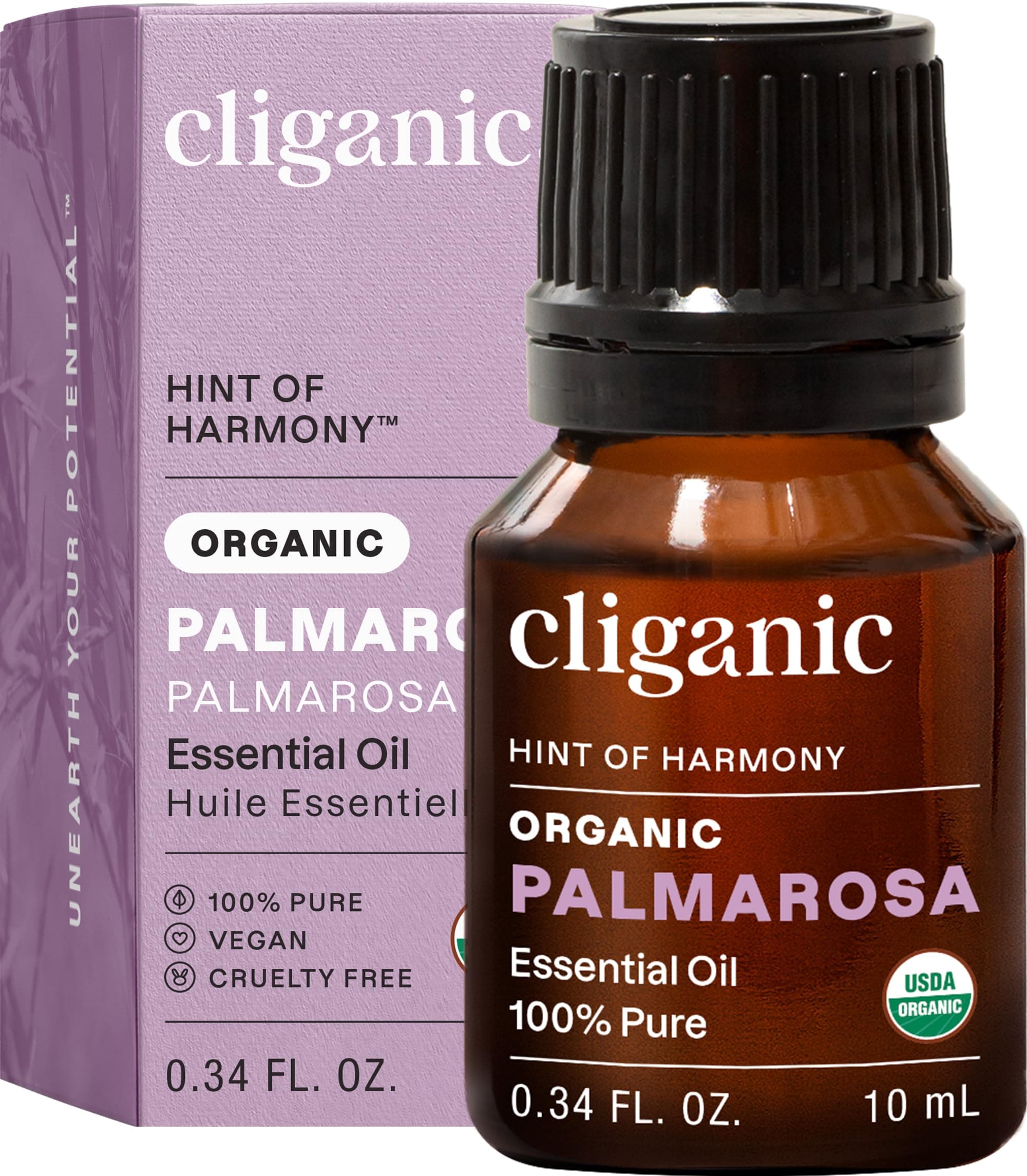 Organic Palmarosa Essential Oil, 100% Pure Natural Undiluted (10ml), for Aromatherapy | Non-GMO Verified