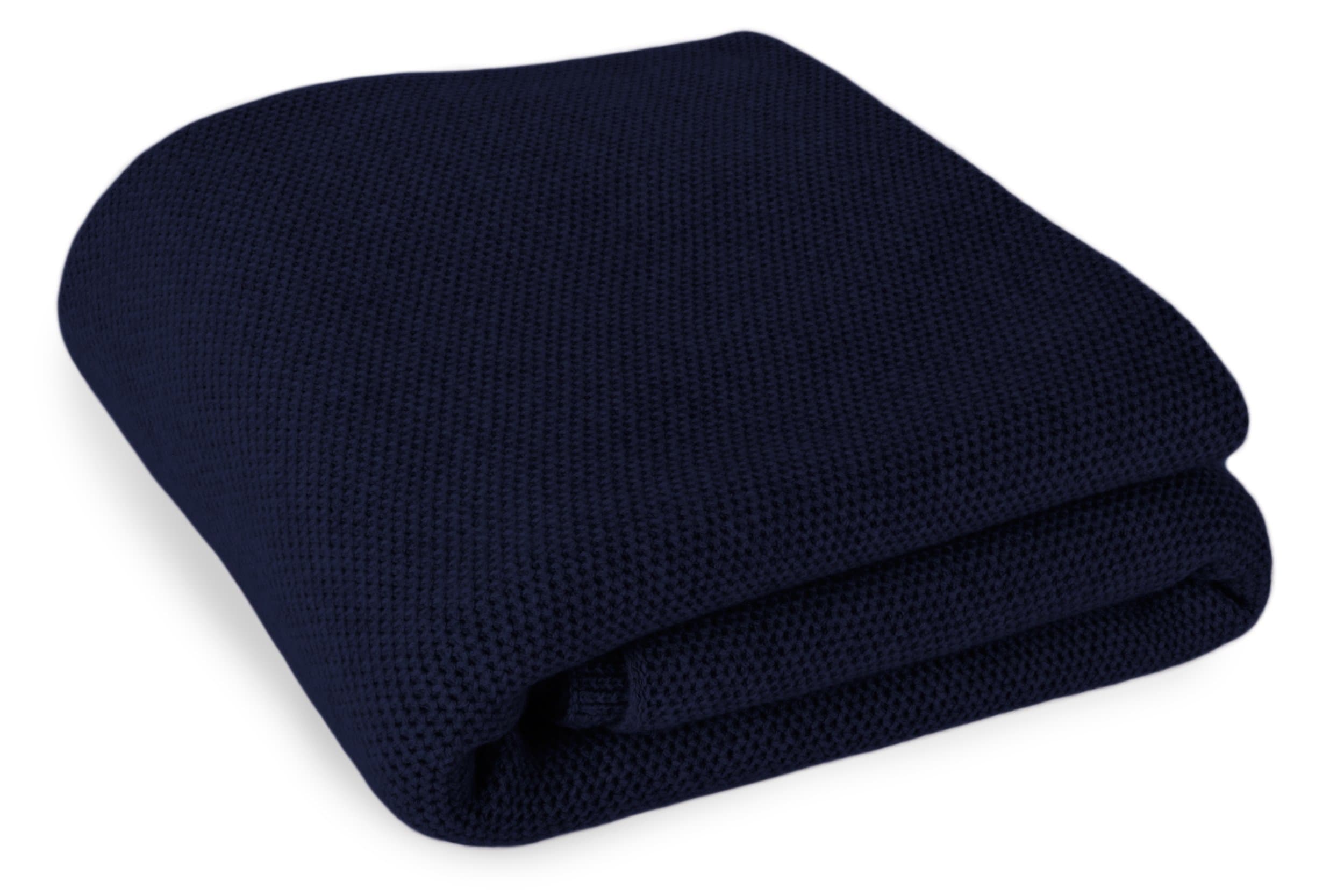 Love Cashmere Waffle Stitch 100% Cashmere Blanket Throw - Navy Blue - King Size - Made to Order - Made in Scotland