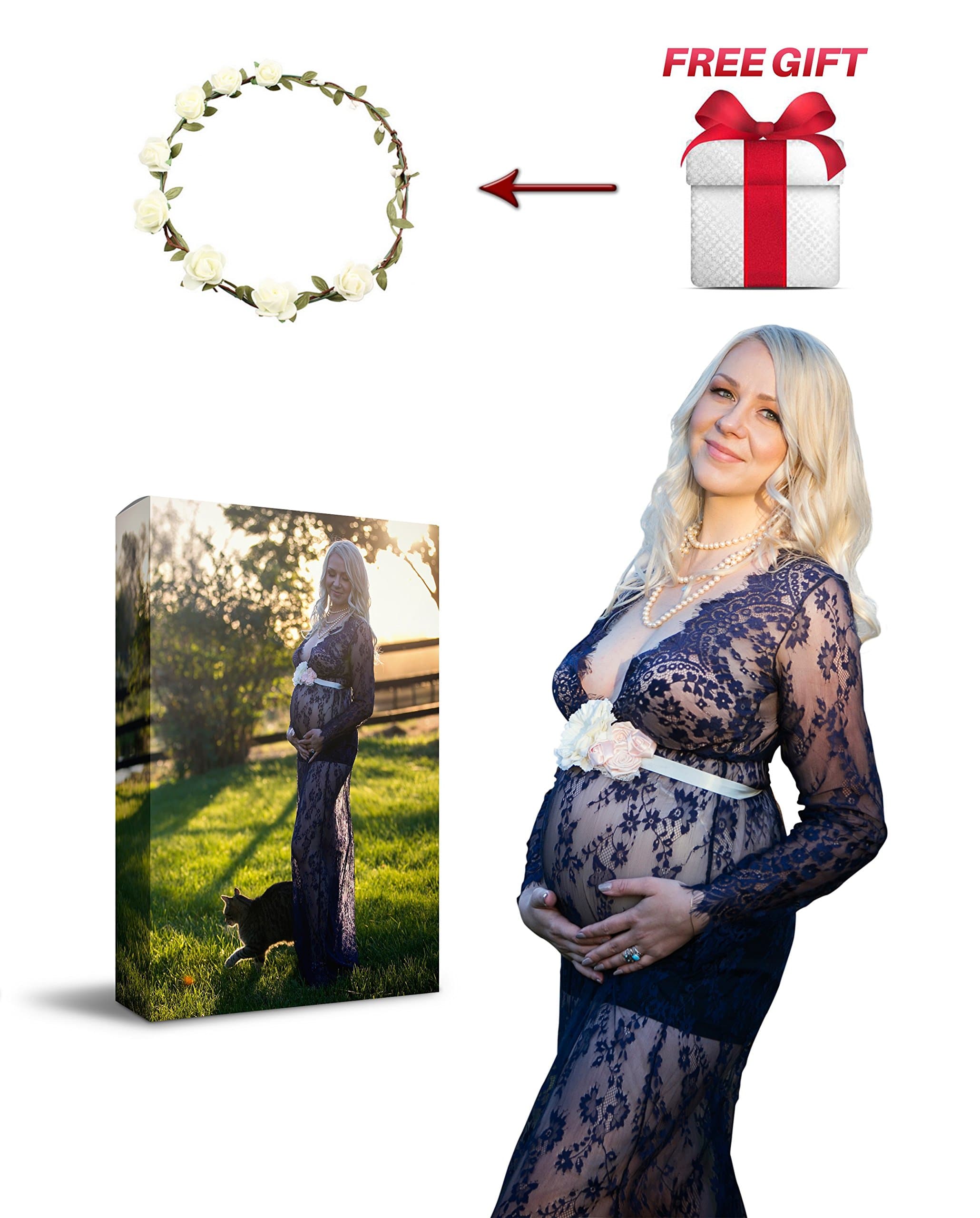 Stunning Maternity Photo Shoot See-Through Dress for Pregnancy Photography