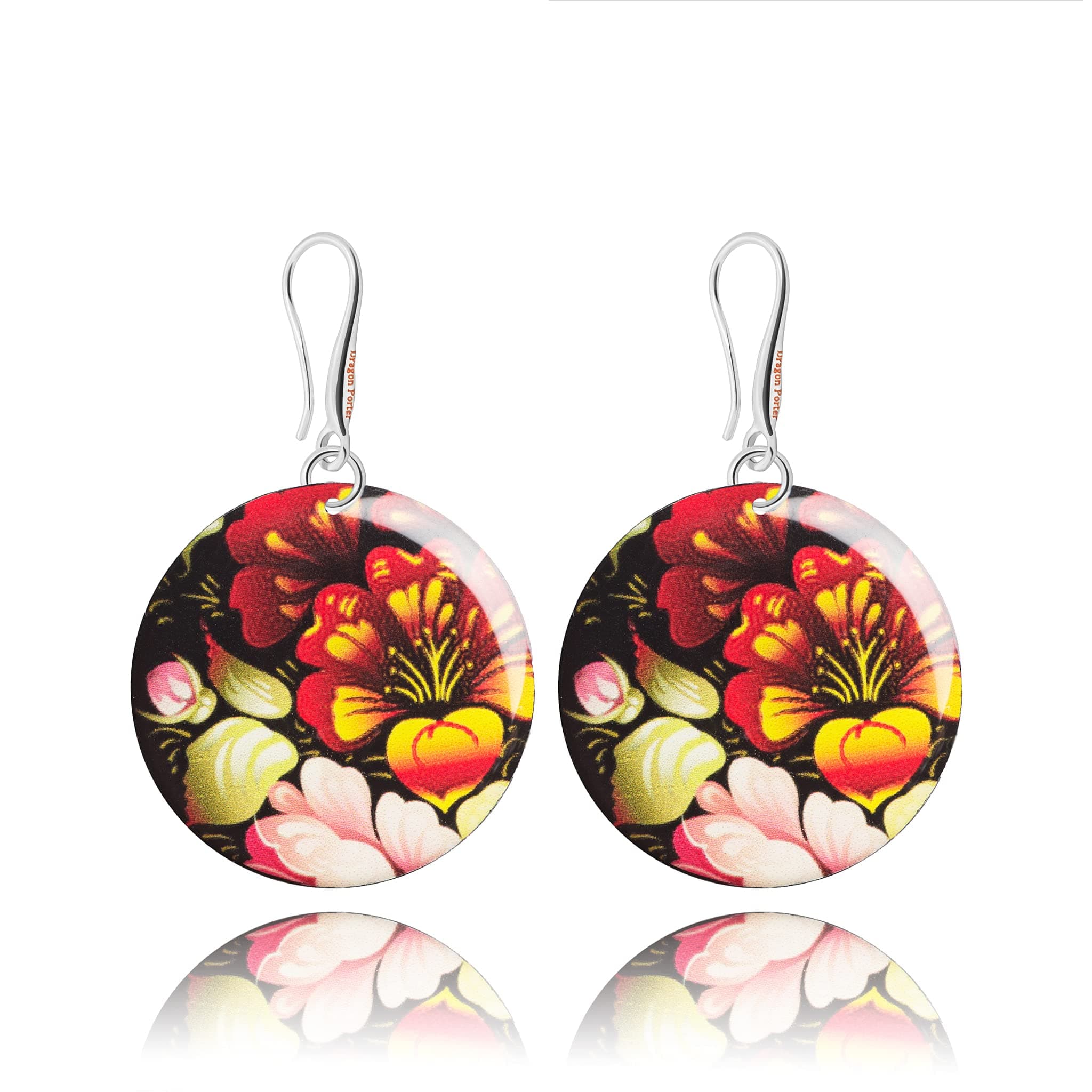 Delicate Floral Blossom Dangle Earrings Jewellery for Women (Style 10 - Red Black)