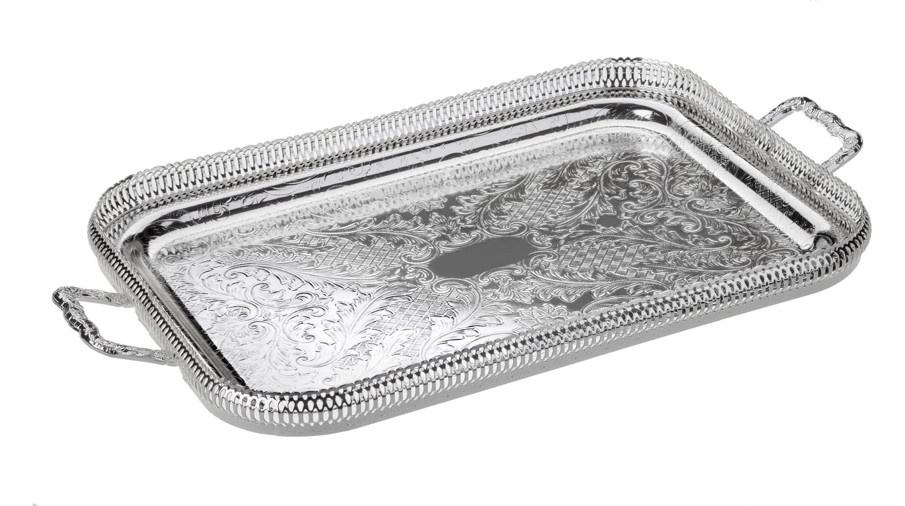 Queen Anne Tray 20" Oblong Tarnish Resistant Silver Plated Tableware