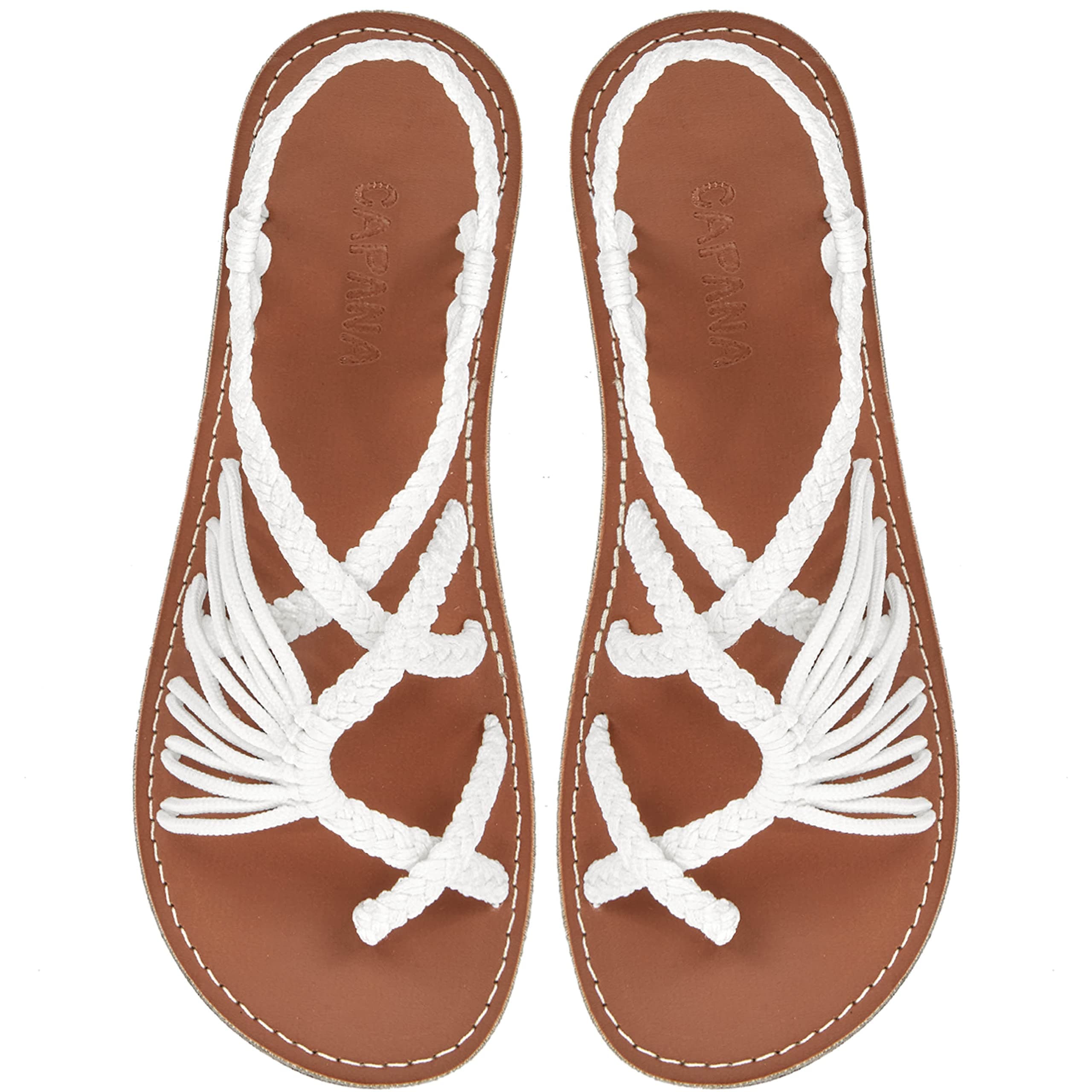 CapanaWoven Women's Flat Sandals - Strappy Braided Sandals, Beach Sandals for Women Dressy Summer, Rope Bohemian Sandals, Spring Casual Womens Shoes, Comfy Boho Flats for Teen Girls – Banyan