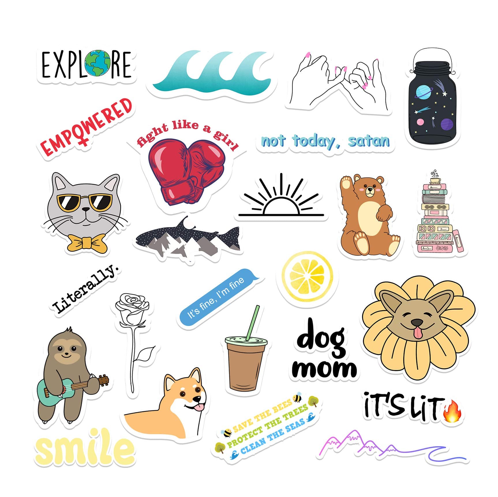 RipGrip The Carefree Bee - 25 Vinyl Stickers for Water Bottles, Laptops (Series 6)