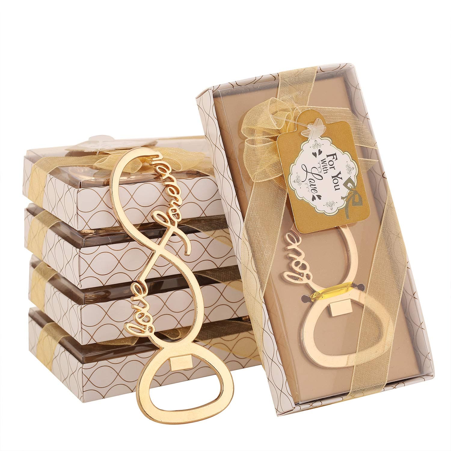 Pack of 12 Love Forever Bottle Opener Wedding Favors,Party Favors for Guest Souvenir Gift for Baby Shower Birthday Party Decorations and Supplies by LAYSERI (Gold Love Forever Style)