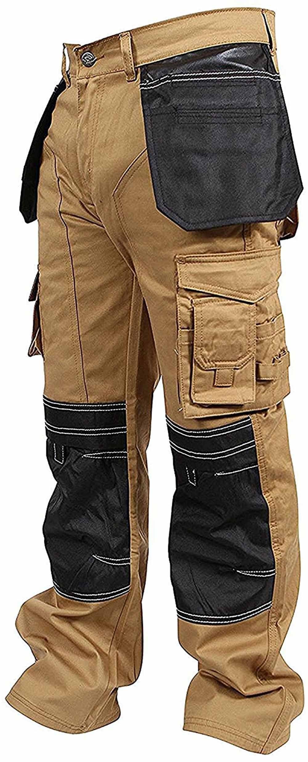 Mens Cargo Pants Khaki Black Grey Cordura Utility Work Safety Trousers Knee Pad Pockets