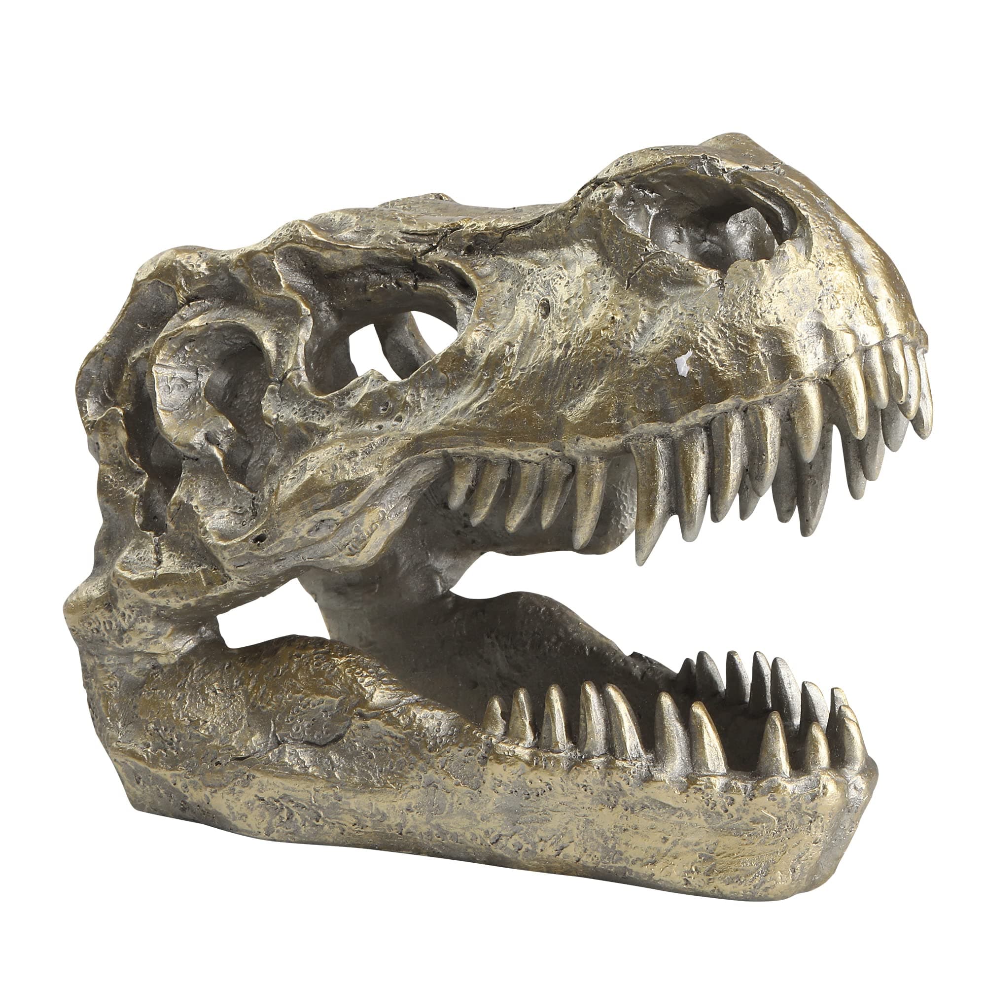 T-rex Skull Dinosaur Head Trophy Faux Taxidermy Statue Tyrannosaurus Rex Head Skull Sculpture Fossil Figurine Home Desktop Man Cave Decor 7.6''Long