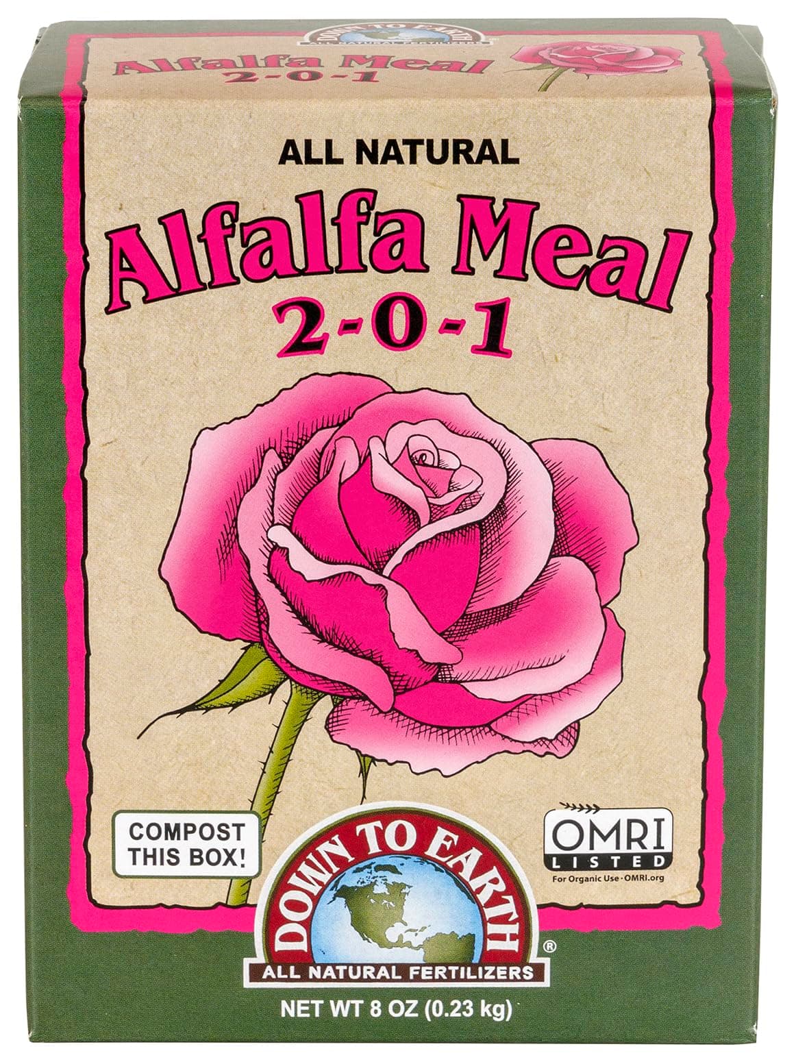 Organic Alfalfa Meal - Plant Food for Roses, Bulbs, Flowers and Ornamentals 2-0-1, 0.5 lb