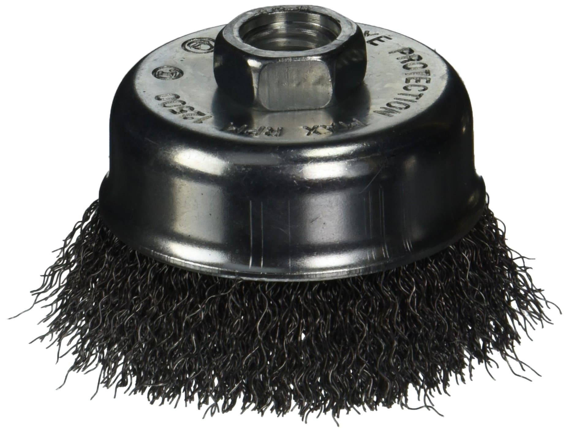 Firepower 1423-2109 Cup Type Crimped Carbon Steel Wire Brush with 3-Inch Diameter and 5/8-Inch Threaded Arbor