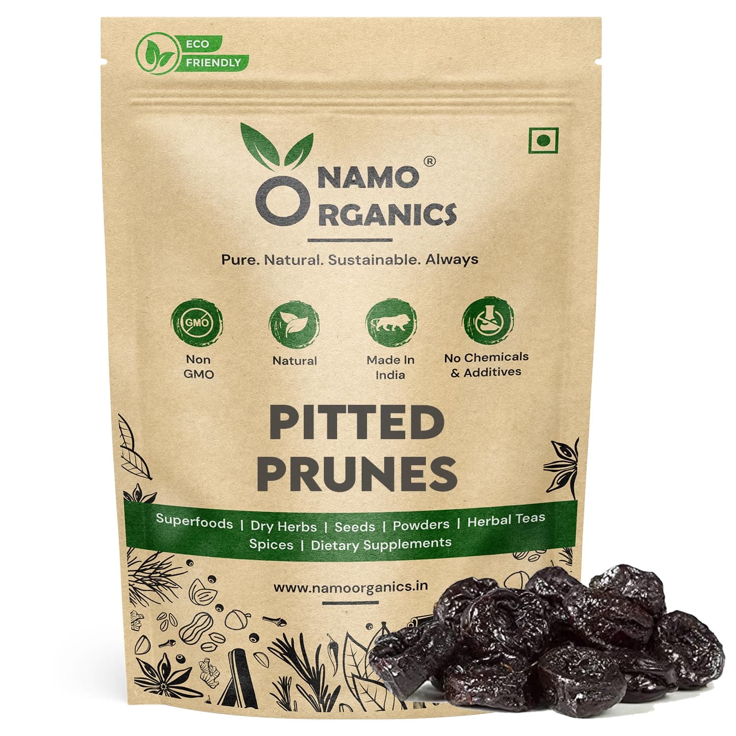 Namo Organics - Pitted Prunes - 500 Gm - Without Sugar Dry Fruits