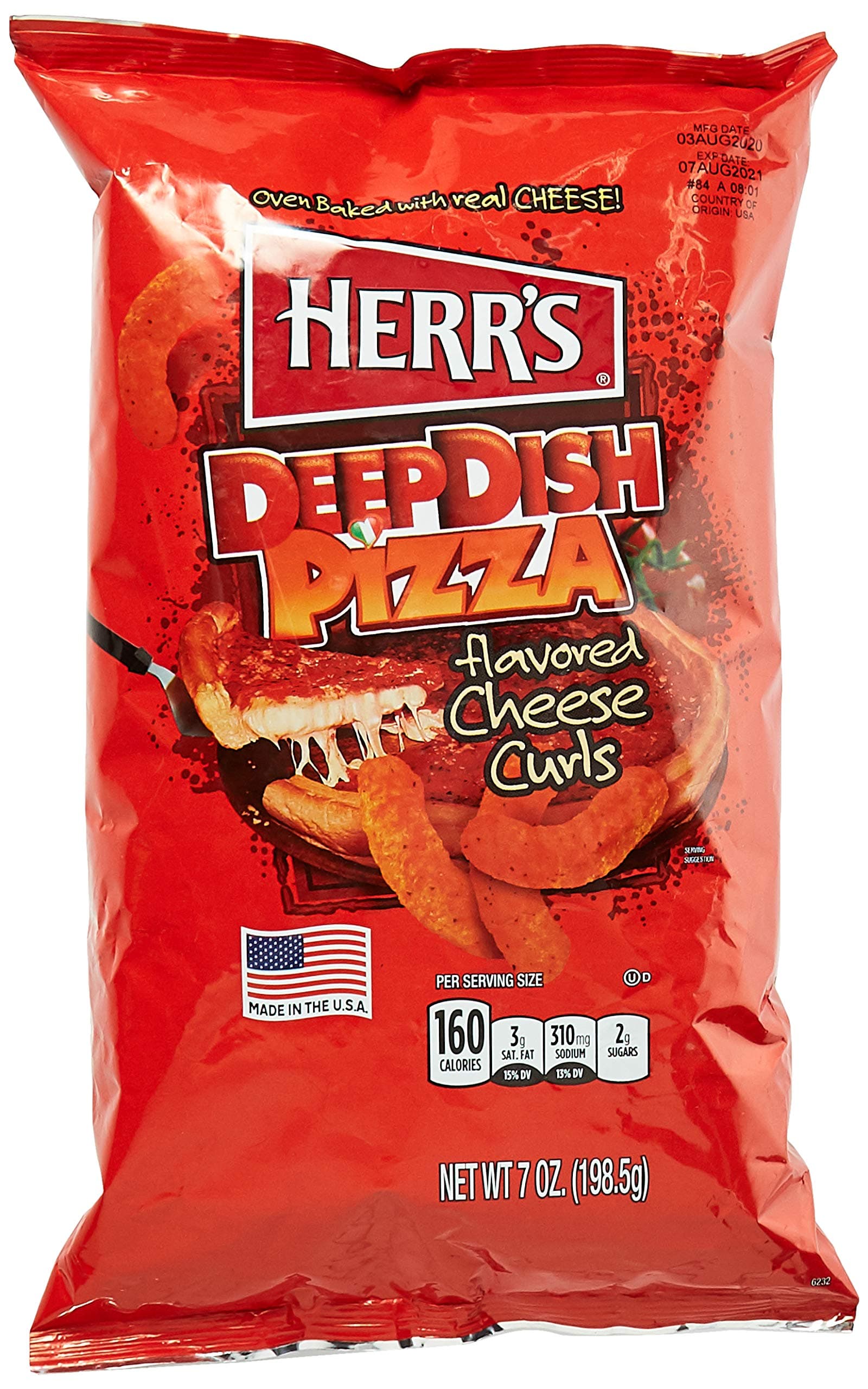 Herr'S Deep Dish Pizza Chips, 198.5 gm