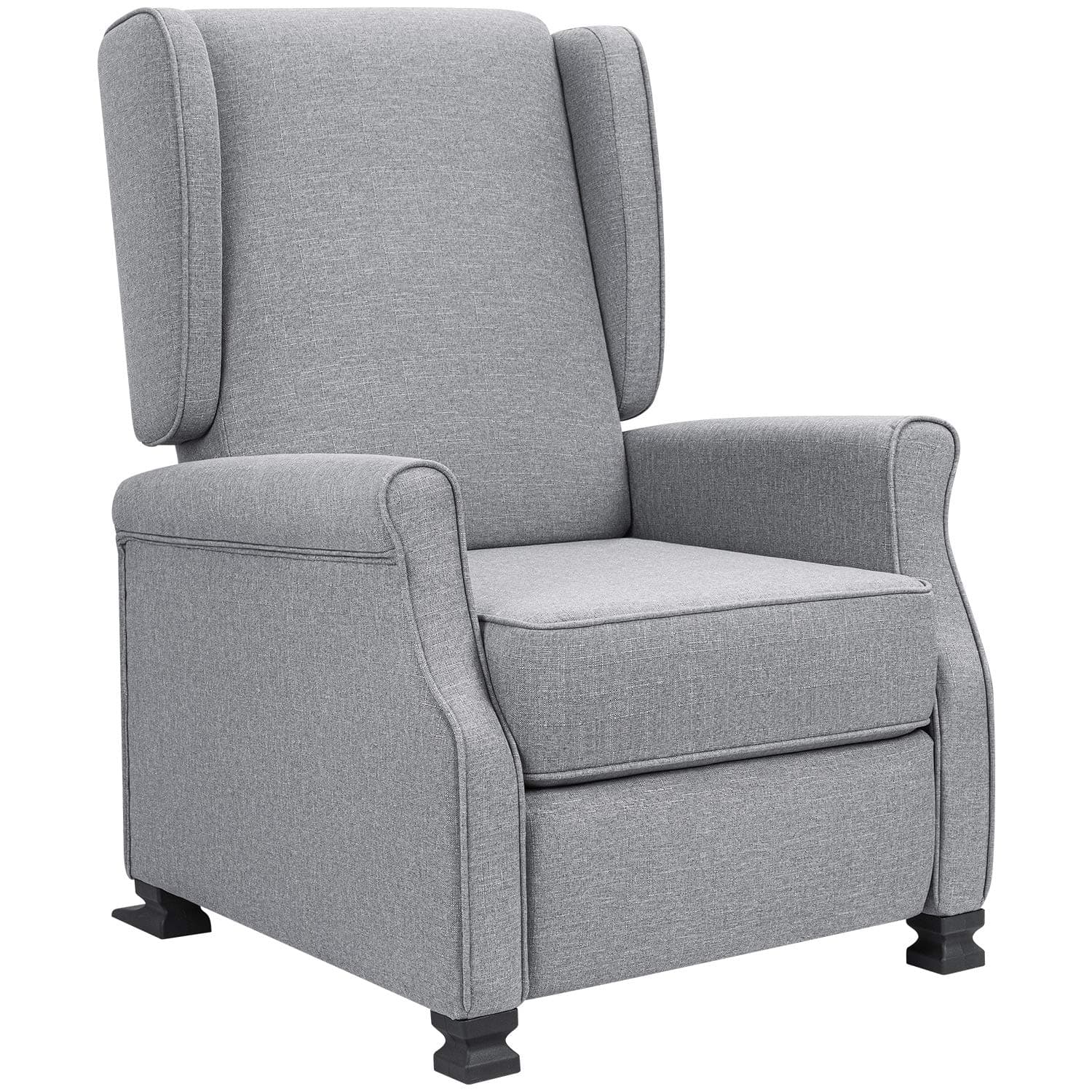 JUMMICO Recliner Chair Wingback Fabric Adjustable Modern Living Room Arm Chair Push Back Single Recliner Sofa Home Theater Chair (Gray)