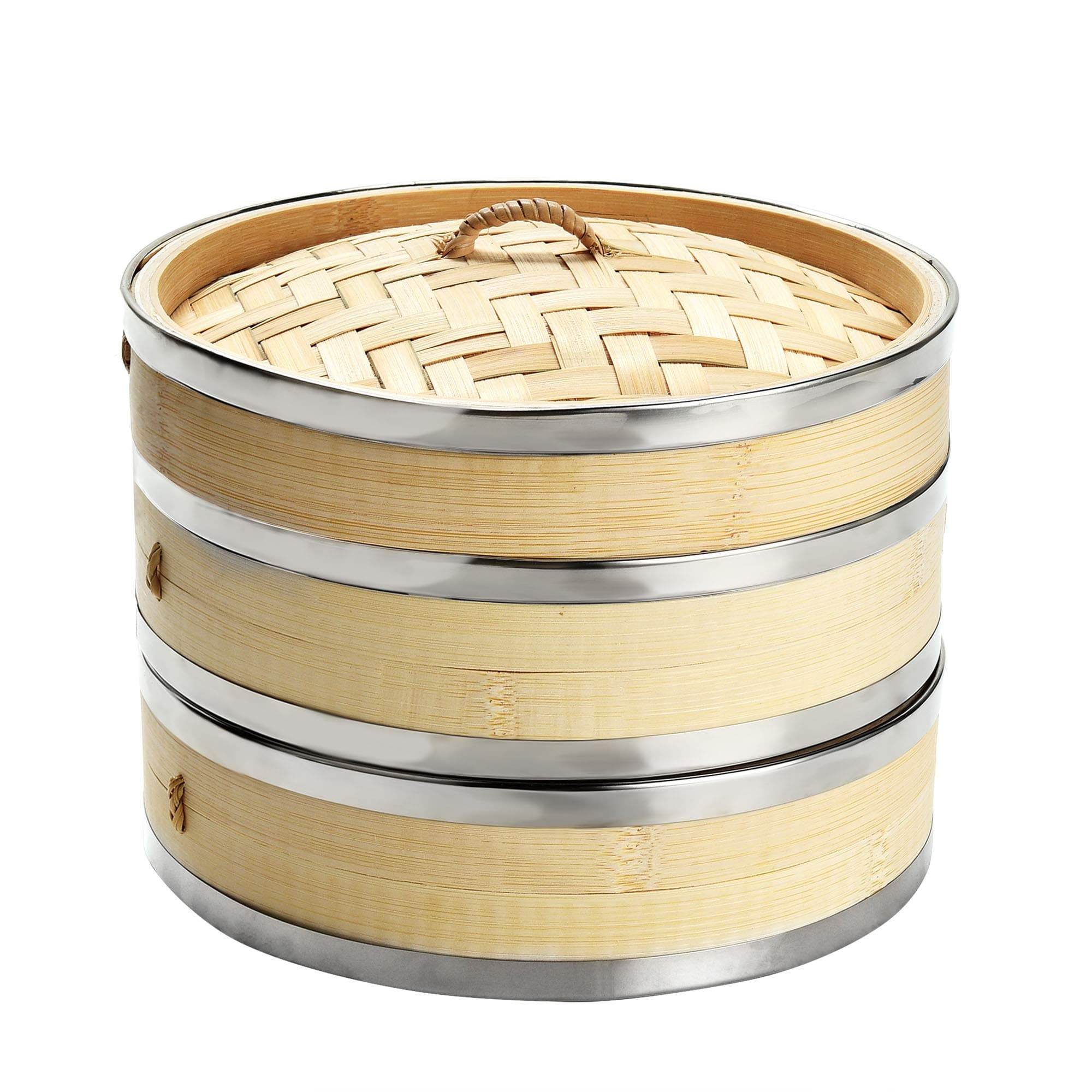 Premium 8 Inch (20.5cm) Organic Bamboo Steamer by Harcas. Small 2-Tiers with Lid. Strong, Durable and Reinforced. Best for Dim Sum, Vegetables, Meat and Fish. Hand Made