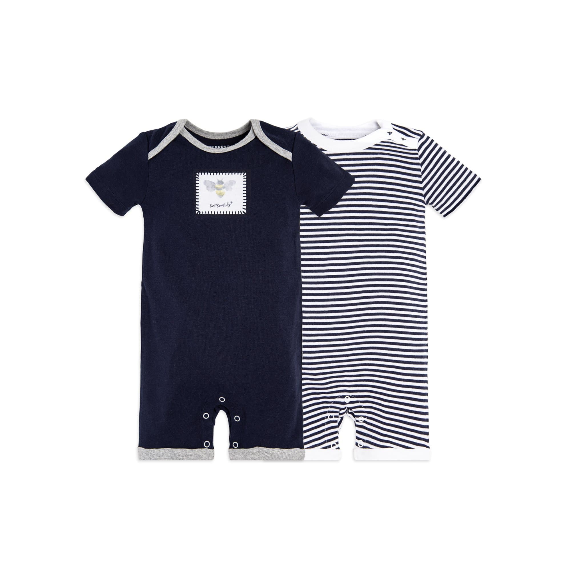 Baby Boys Rompers, 100% Organic Cotton One-piece Coverall and Layette 2-pack Set