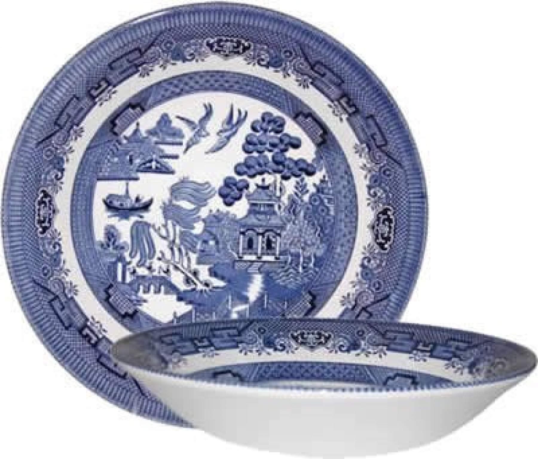 Churchill Blue Willow Coupe Soup Bowls 8", Set of 4