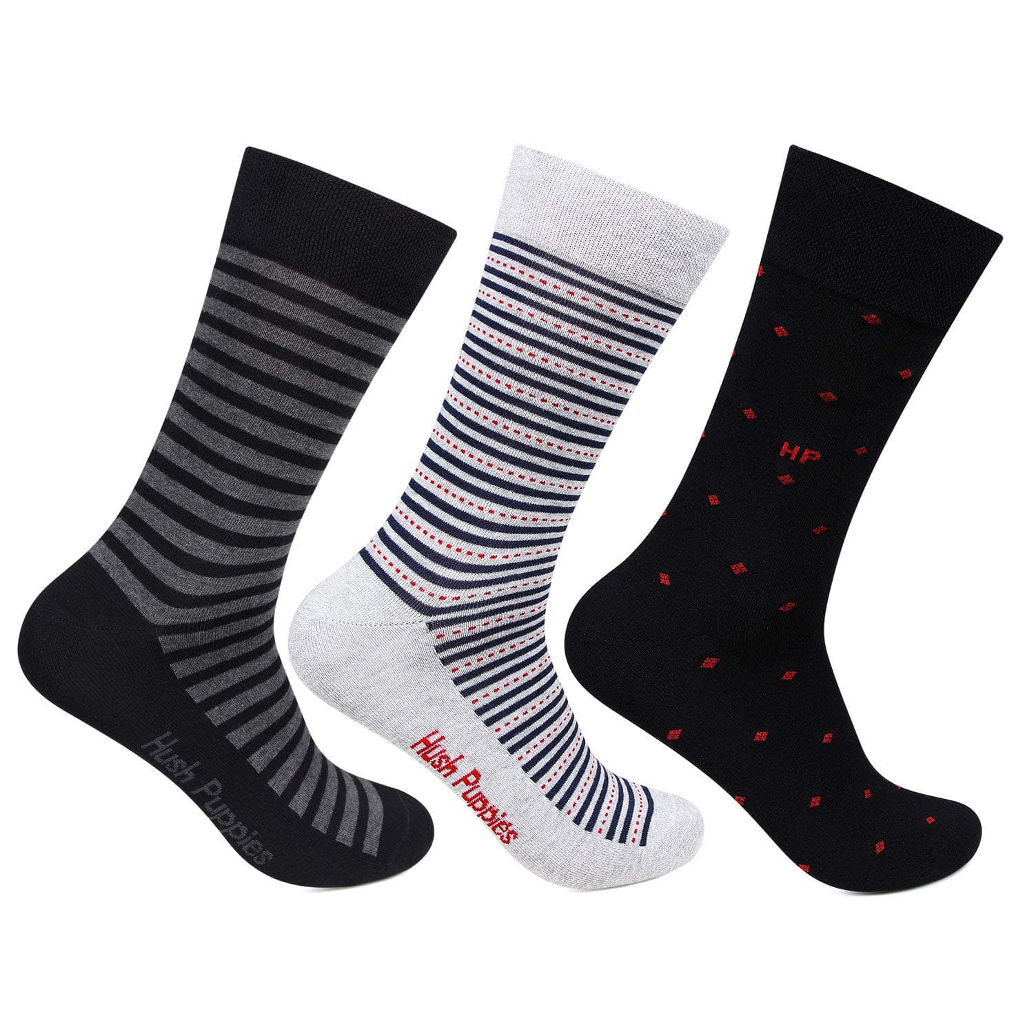 Hush Puppies Men's Cotton Calf Socks (BROHPM-06-PO3_Multicolour_Free Size)