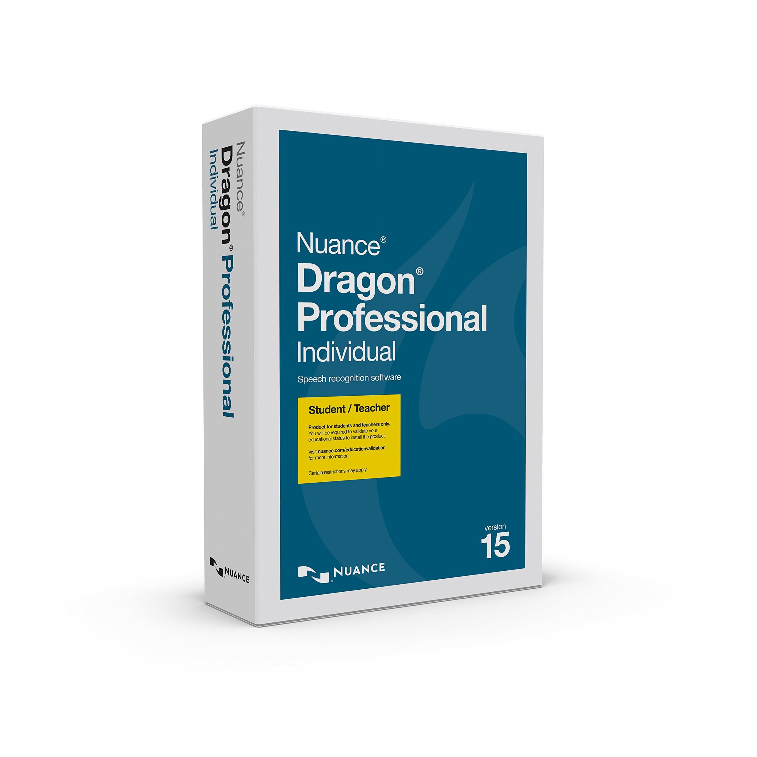 Dragon Professional Individual 15, Student/Teacher Edition, Dictate Documents and Control your PC – all by Voice, [PC Disc]