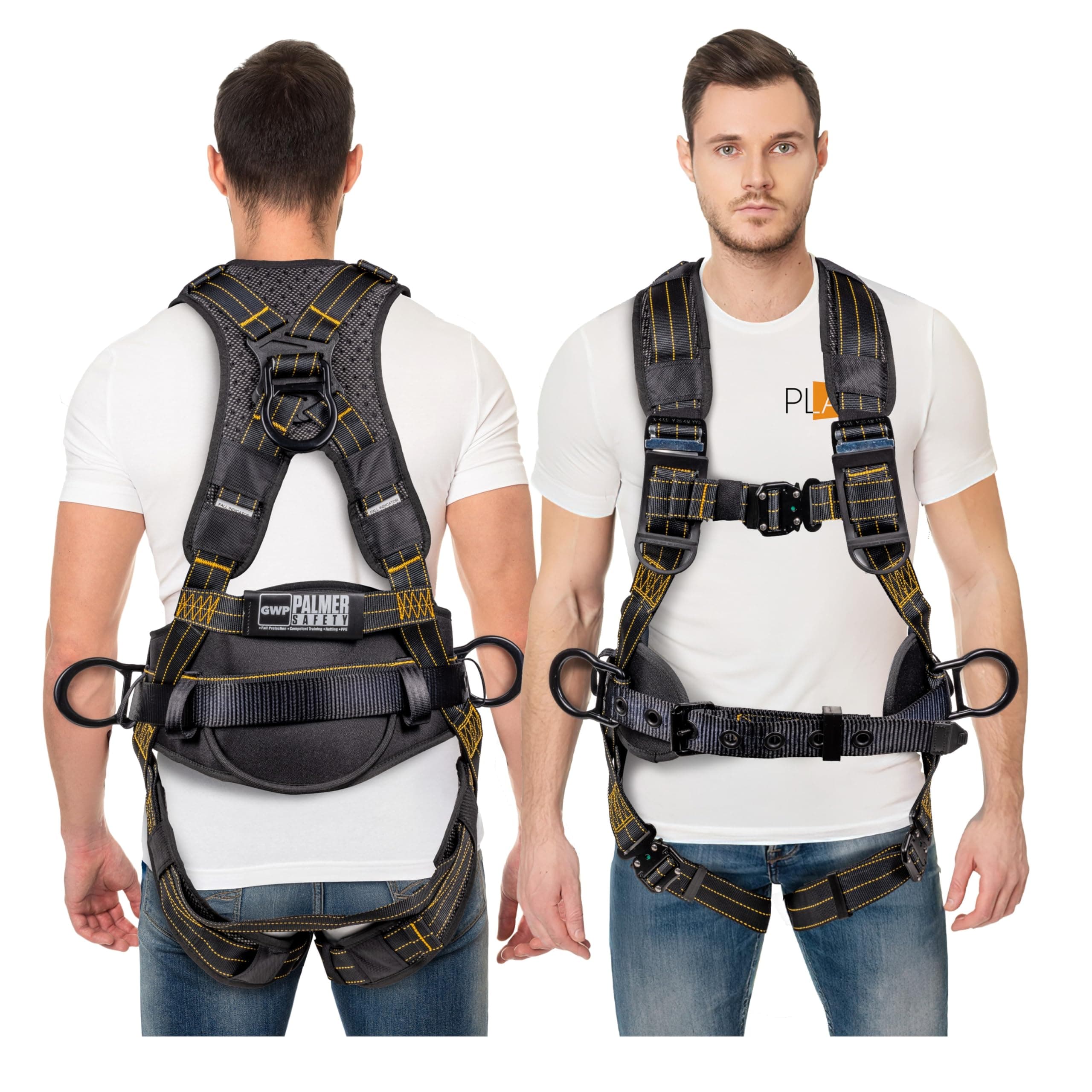 Palmer Safety Fall Protection Construction Safety Harness - QCB Chest and Legs - Aluminum D-Rings - Oil and Dust Resistant