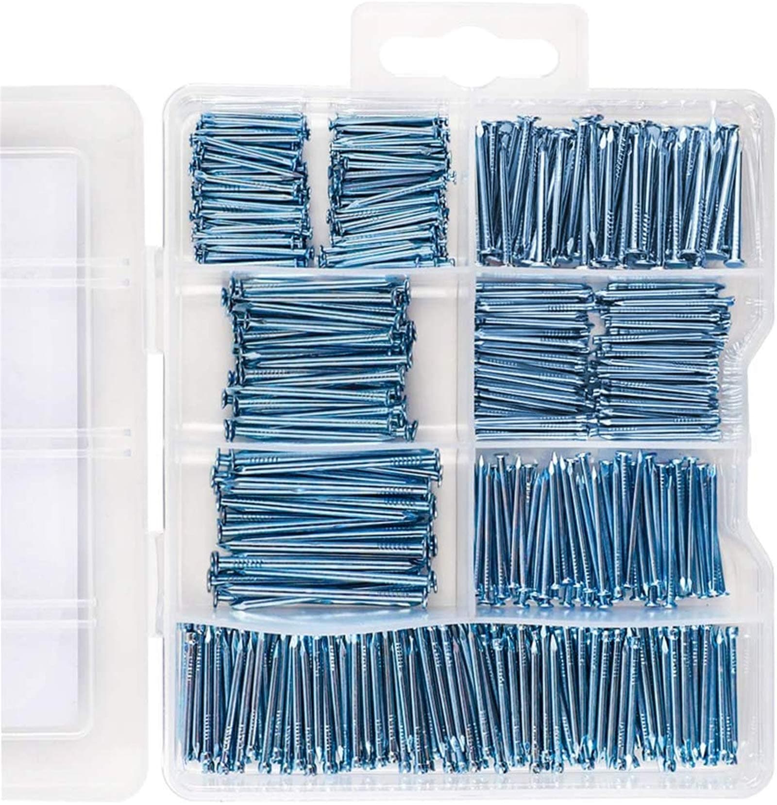 Coceca 600pcs Nails for Hanging Pictures Hardware Nail Assortment Kit, 7 Size Picture Hanging Nails, Small Nails, Finishing Nails, Pin Nails, Wall Nails