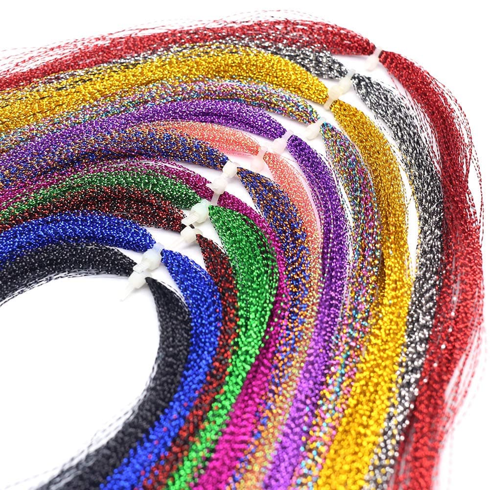 YZD Colorful Crystal Flash Fly Fishing Line 12 Packs Fly Tying Material for Make Fishing Lure Dry Wet Streamers Flies