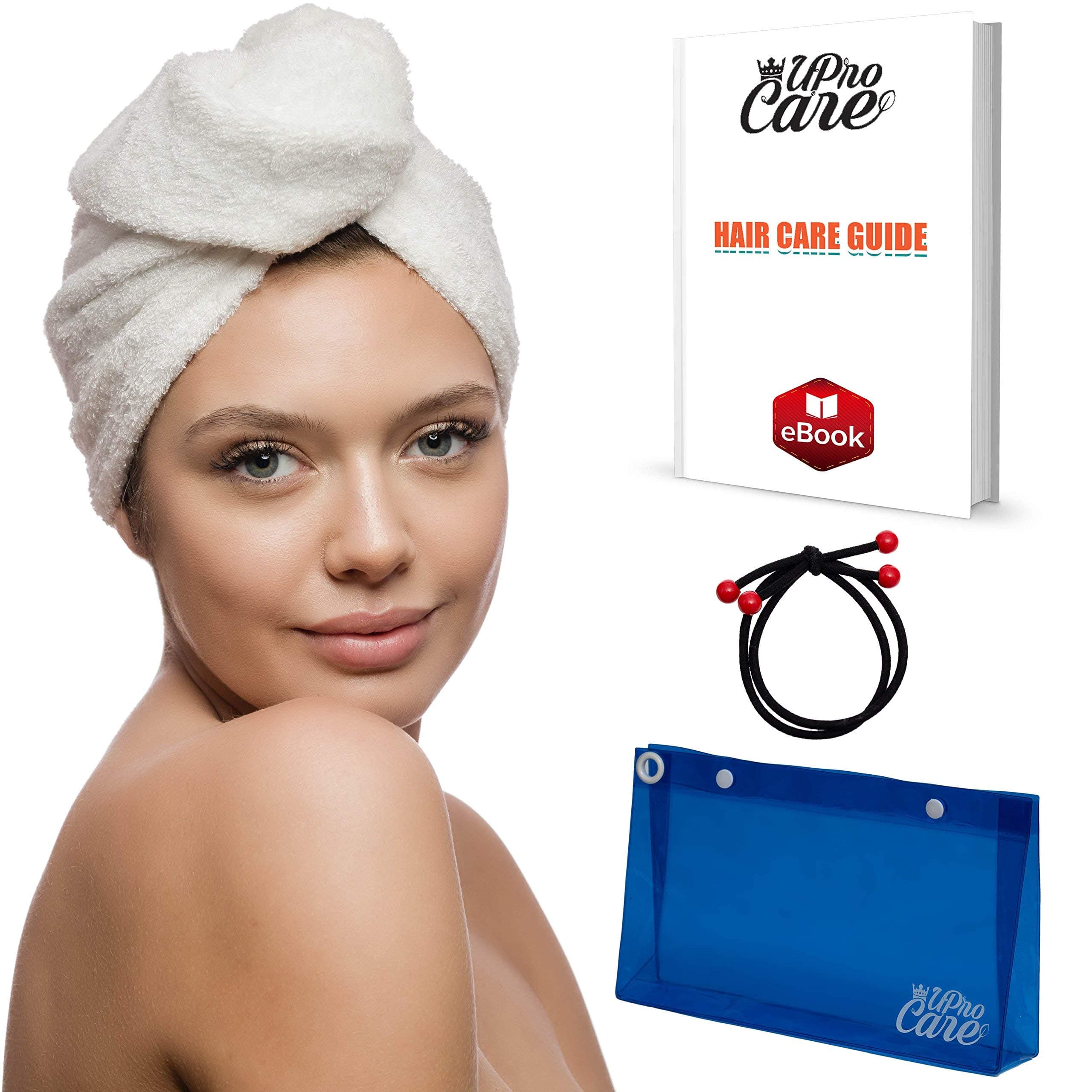 uProCare Hair Towel Wrap for Women Bamboo and Cotton Quick Drying Towels Anti Frizz Soft And Absorbent Turban For Wet Long Hair