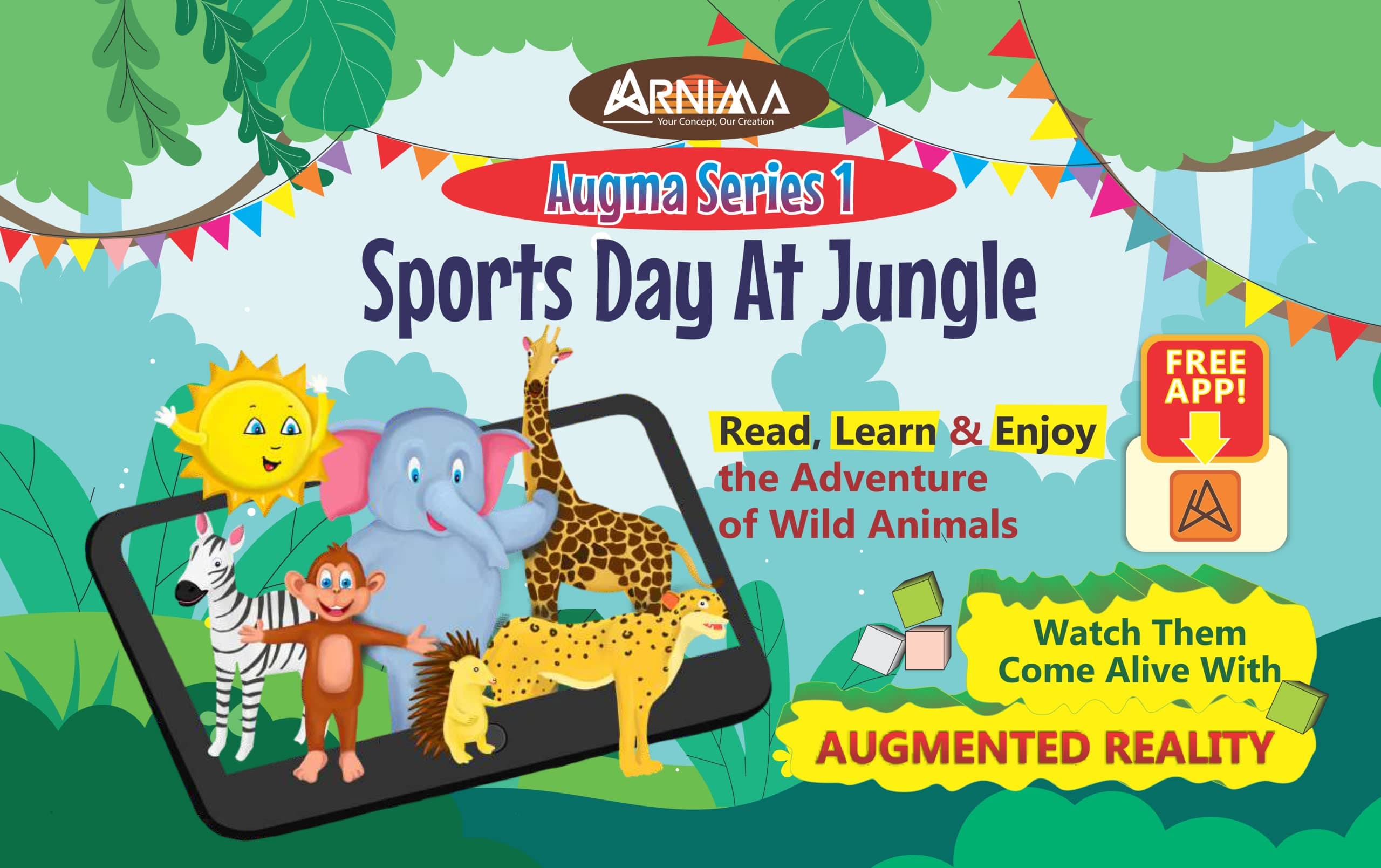 Sports Day At Jungle ( Augmented Reality Kids Story Book Augma Series-1) Age 2+ - Free App | Works in iOS and Android