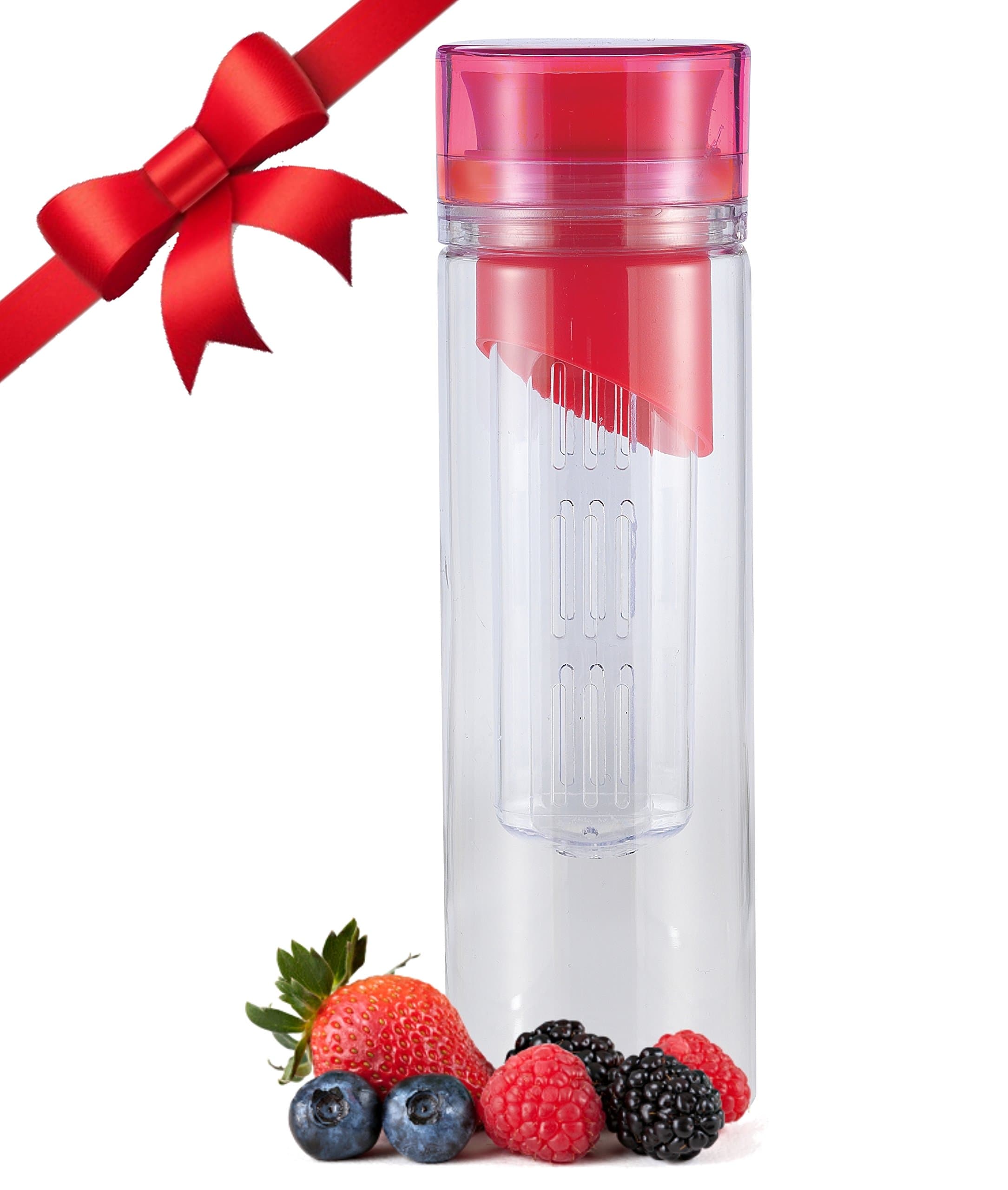 24oz 'Choose To Infuse' Colored-Top Infusion Infuser Water Bottle - FREE 'Infused Water' Recipe Guide eBook Included.