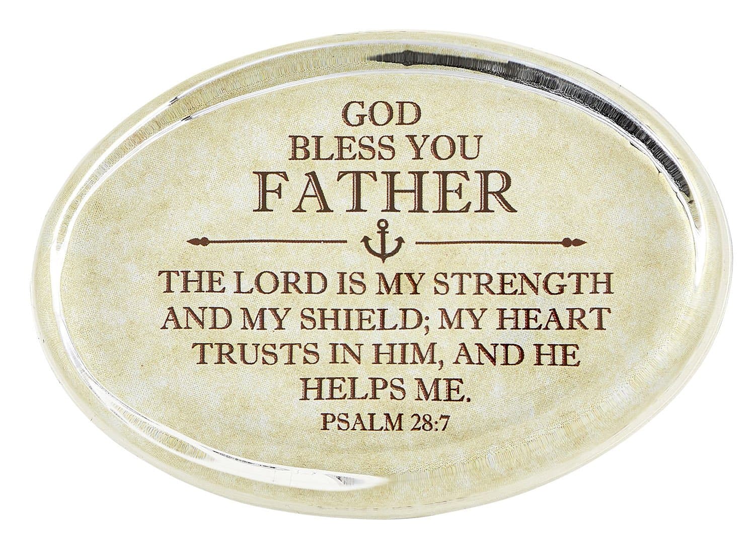 Heartfelt Collection Simply His Glass Plaque Tabletop Sentiment and Verse, 2.5 x 3.5-Inches, Father-Psalm 28:7