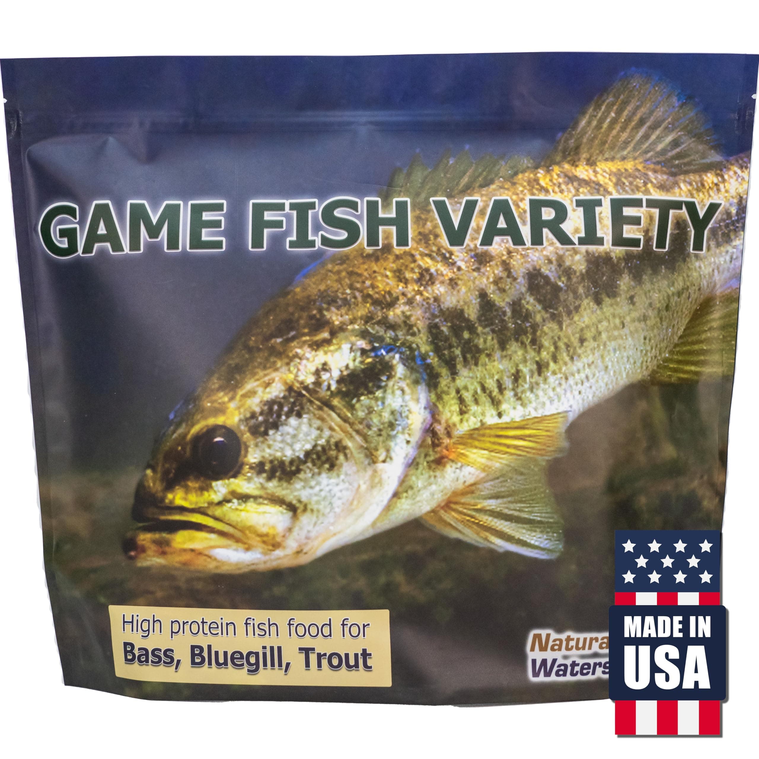 Game Fish Food Variety | Pond and Lake Fish Food Pellets | 7 lb Resealable Bag | Feed to Bass, Bluegill, Trout | Floating Pellets