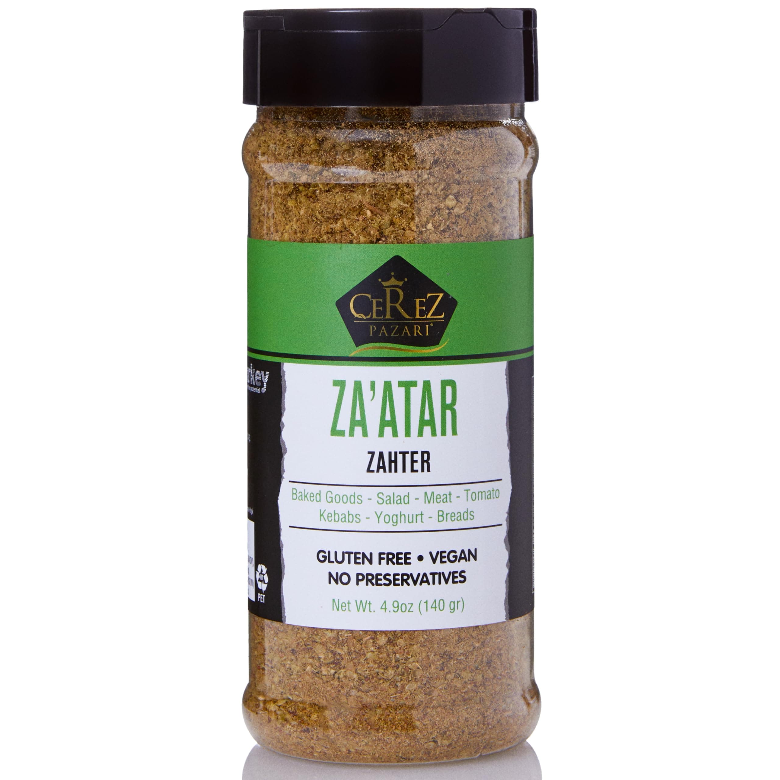 Cerez Pazari Zaatar Mediterranean Seasoning, Premium Grade Zahtar, Natural & Freshly Packed Zatar, Non-GMO, Gluten-Free, No Preservatives, 4.9 oz.