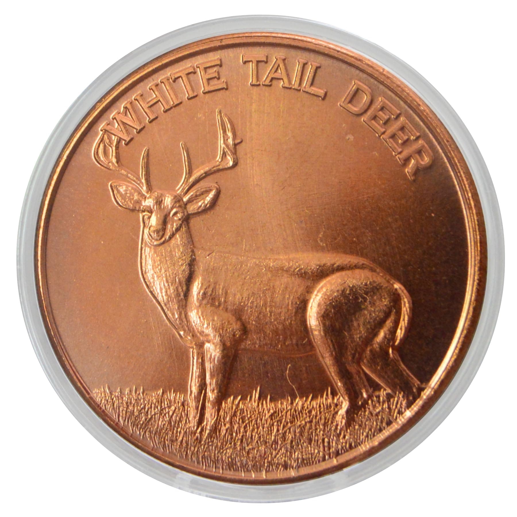 White Tail Deer 1 oz Pure .999 Copper Round Bullion Coin in Capsule - COA by Heavenly Metals