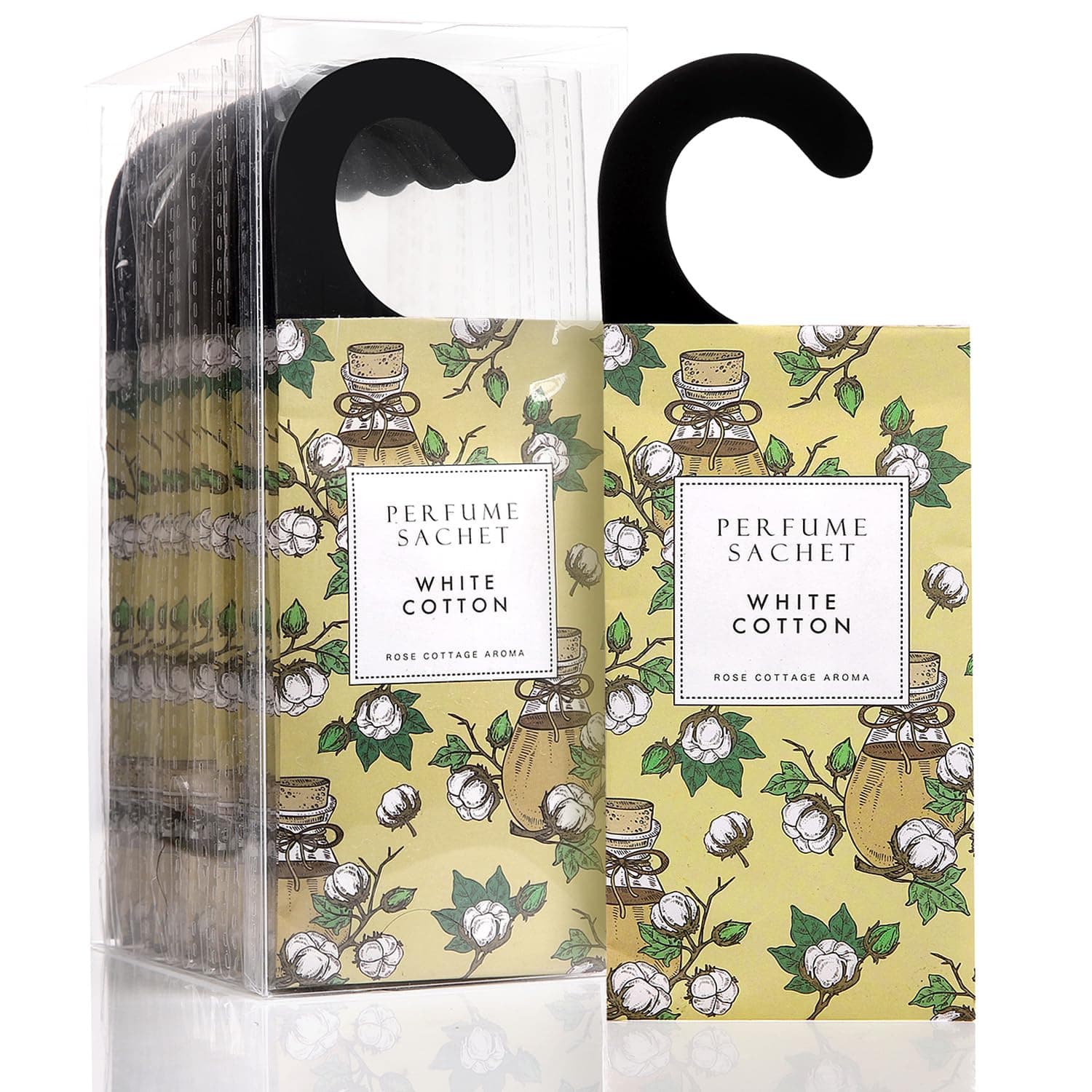 ROSE COTTAGE (ローズコテージ) Lサイズ 12個パック ホワイトコットン 吊り下げ式クローゼット消臭剤 芳香剤 長持ち 香りのサシェ 家用においグッズ