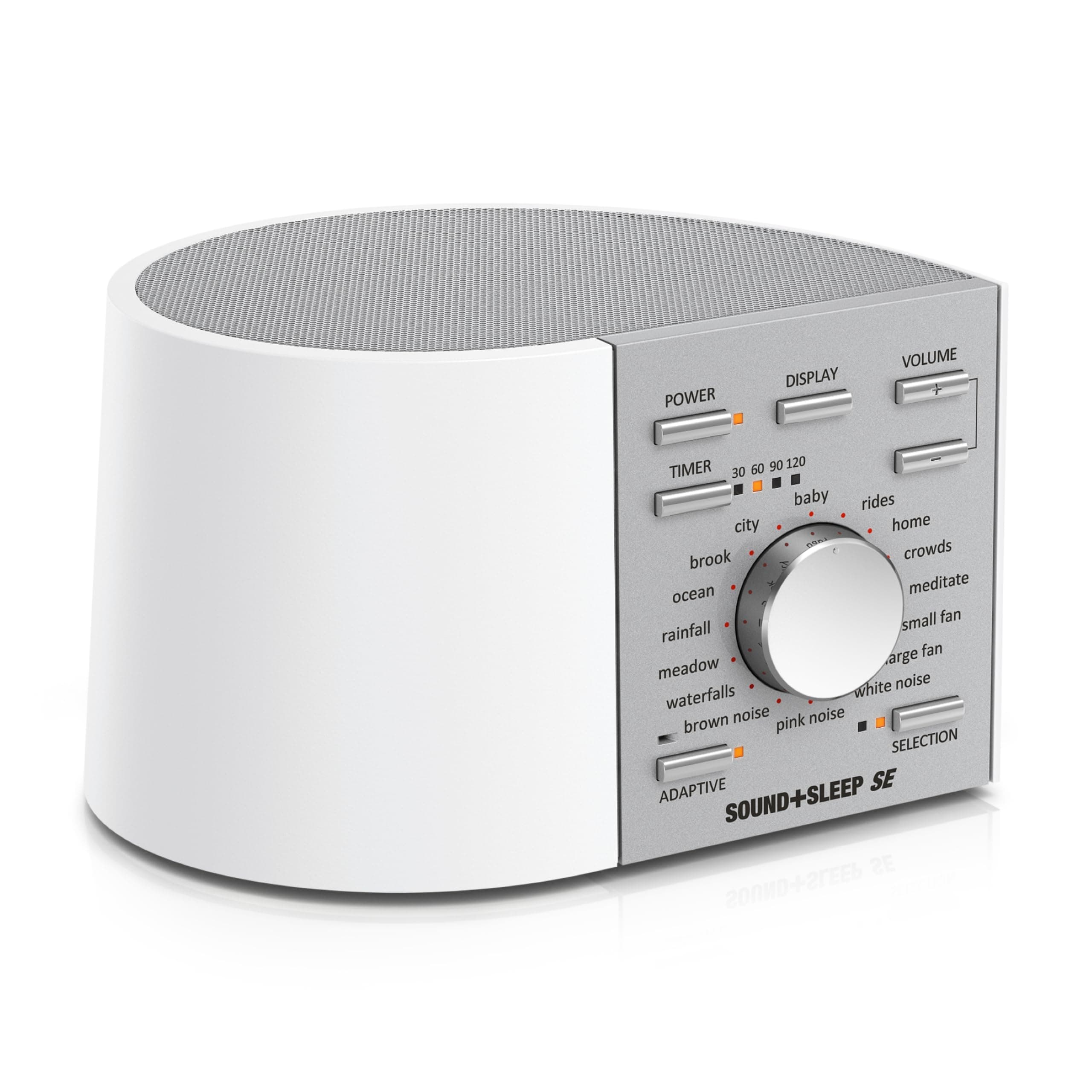 Sound + Sleep SE Noise Machine - White Noise Machine - Non-Looping Environmental/Nature Sounds for Sleep & Relaxation - with Timer & Headphone Jack - White/Silver