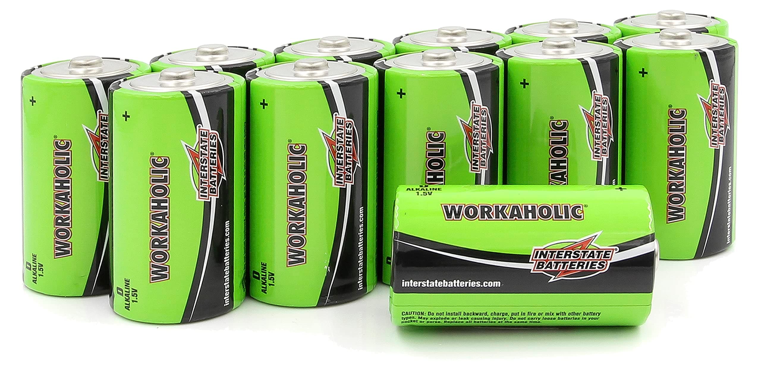 Interstate Batteries D Cell Alkaline Battery (12 Pack) All-Purpose 1.5V High Performance Batteries - Workaholic (DRY0085)