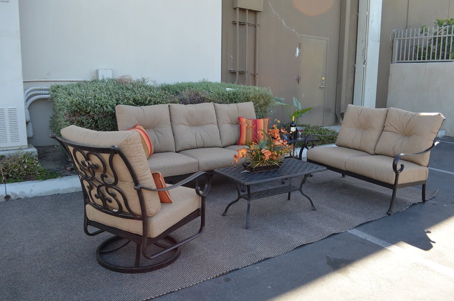 Santa Anita Cast Aluminum Powder Coated 5-Piece Seating Set - Antique Bronze