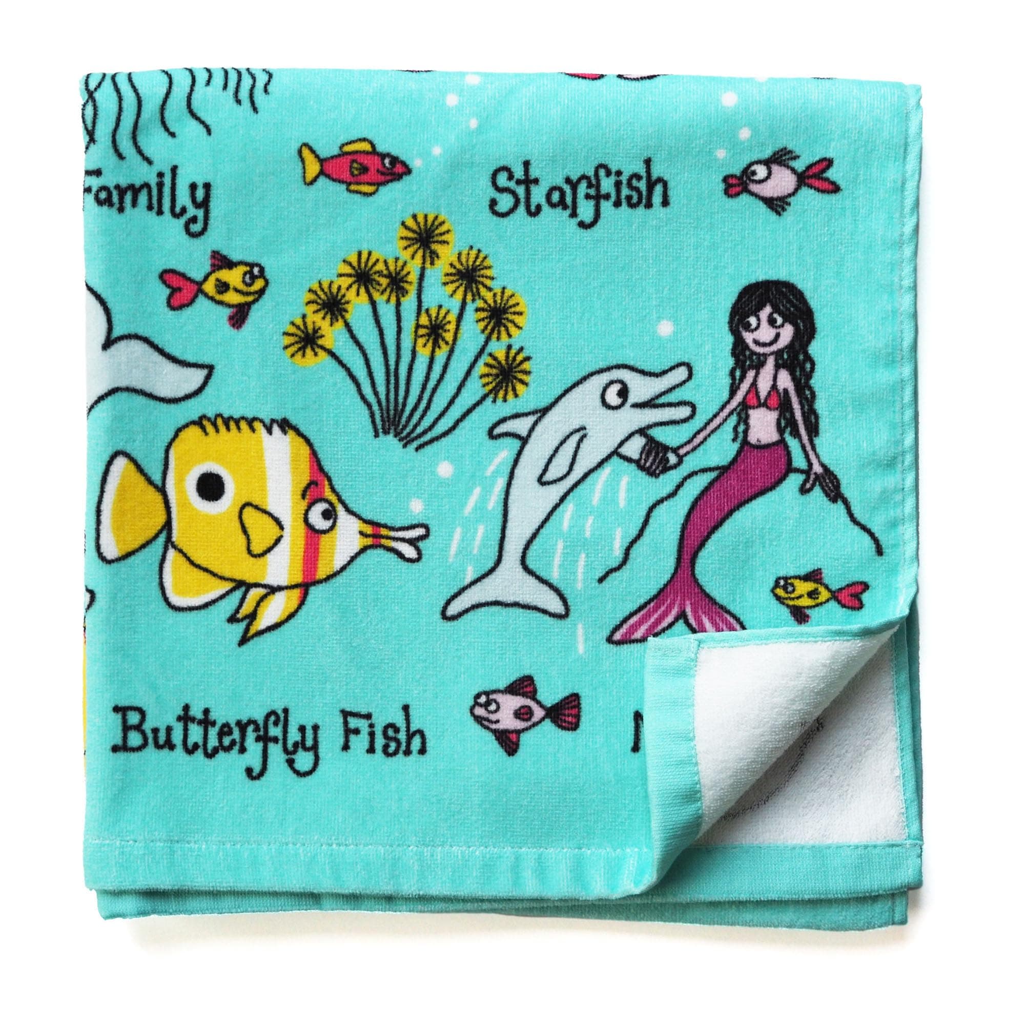 Tyrrell Katz Kids Under The Sea Printed Towel in Blue - Children’s Bath Sheet 100% Soft Cotton Beach Cloth with Rectangular Design - 70 x 140 cm
