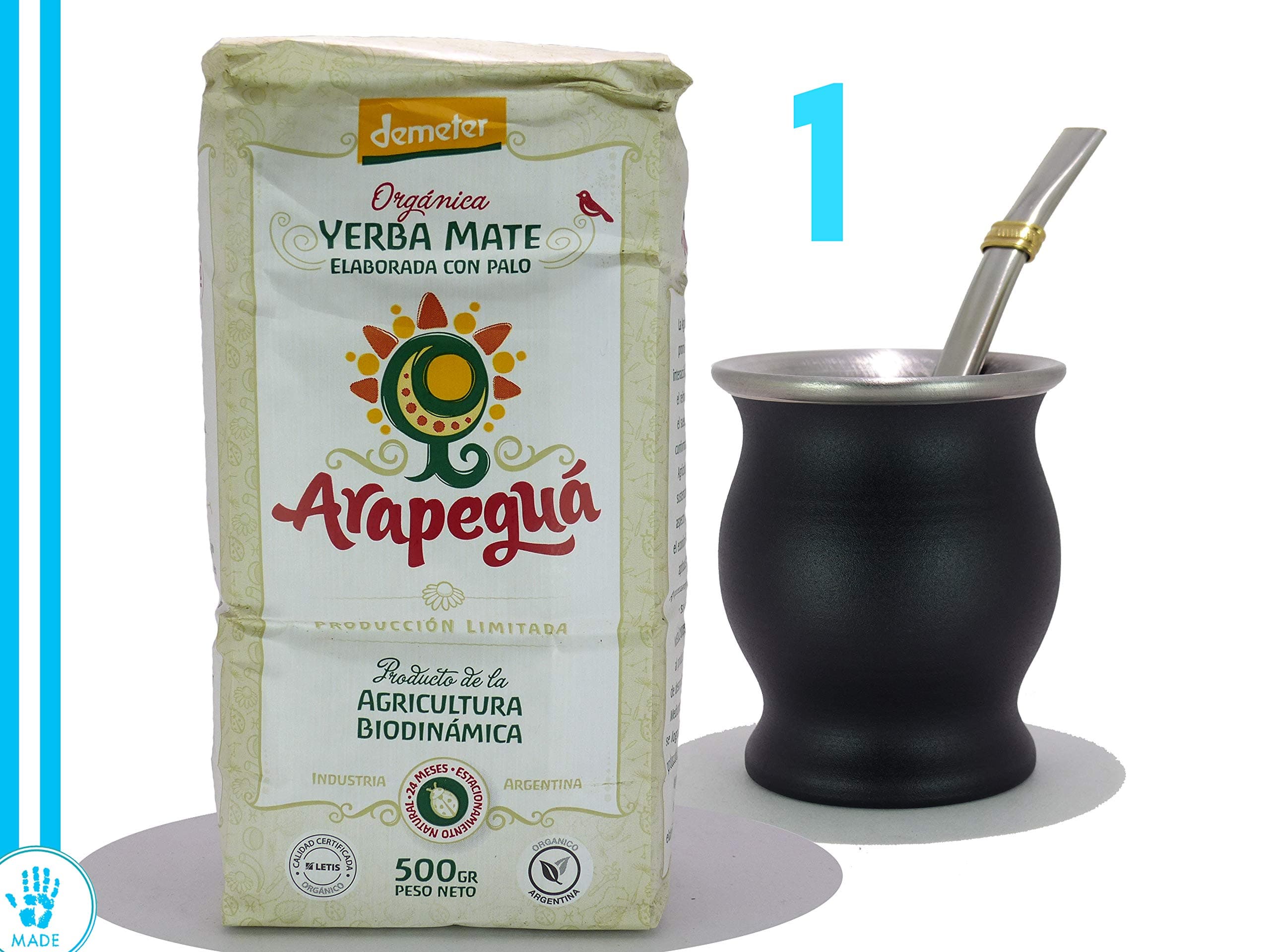 Stainless Steel Mate Cup (Double Wall!) with Stainless Steel Flat Bombilla (Straw) - From Argentina